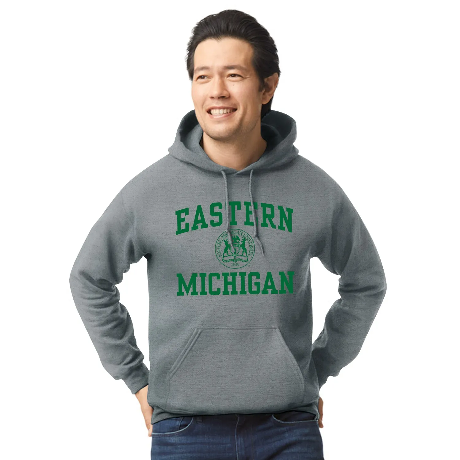 Eastern Michigan University Heritage Hooded Sweatshirt (Charcoal Grey) sold by Barnesmith product image thumbnail 2