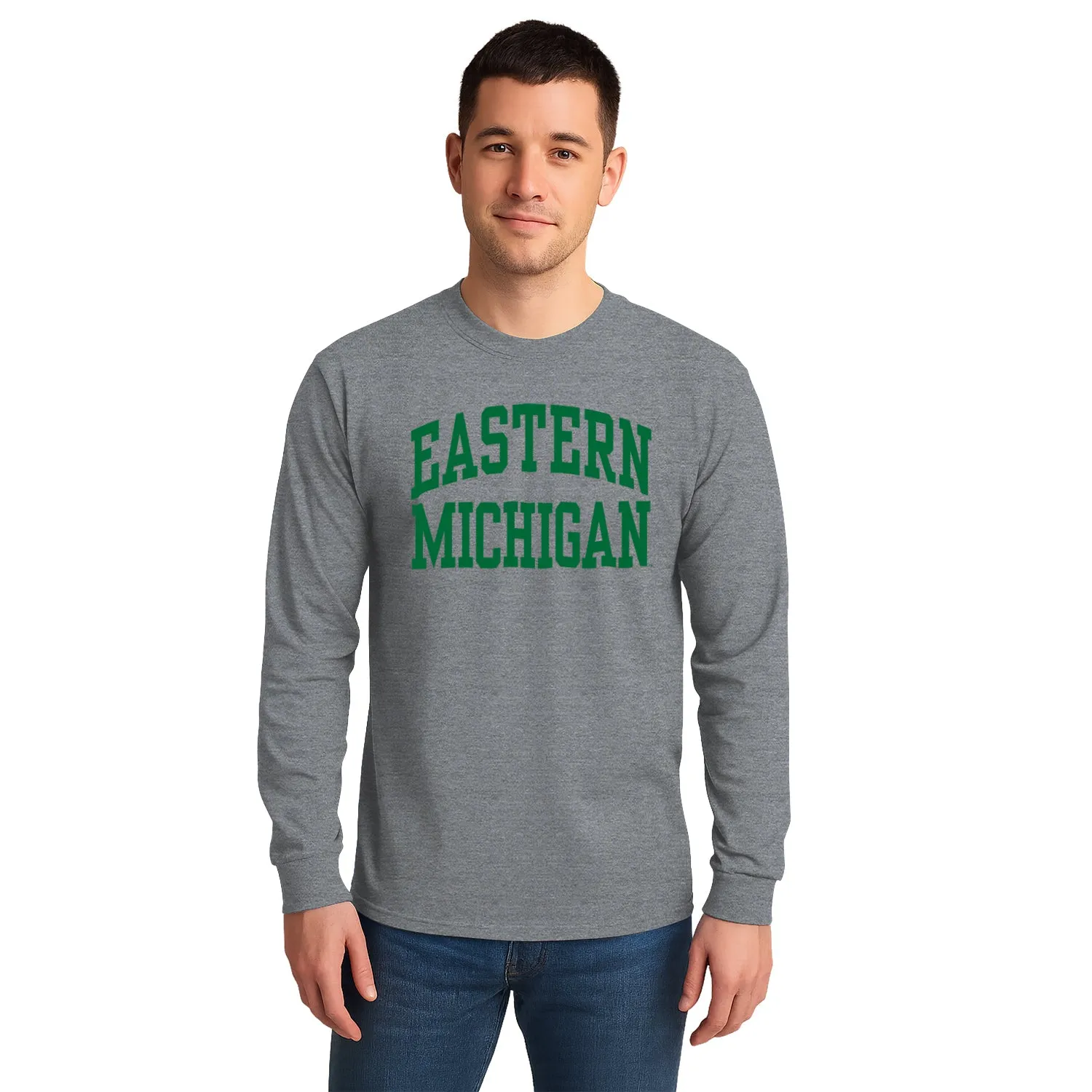 Eastern Michigan University Classic Long Sleeve T-Shirt (Charcoal Grey) sold by Barnesmith product image thumbnail 2