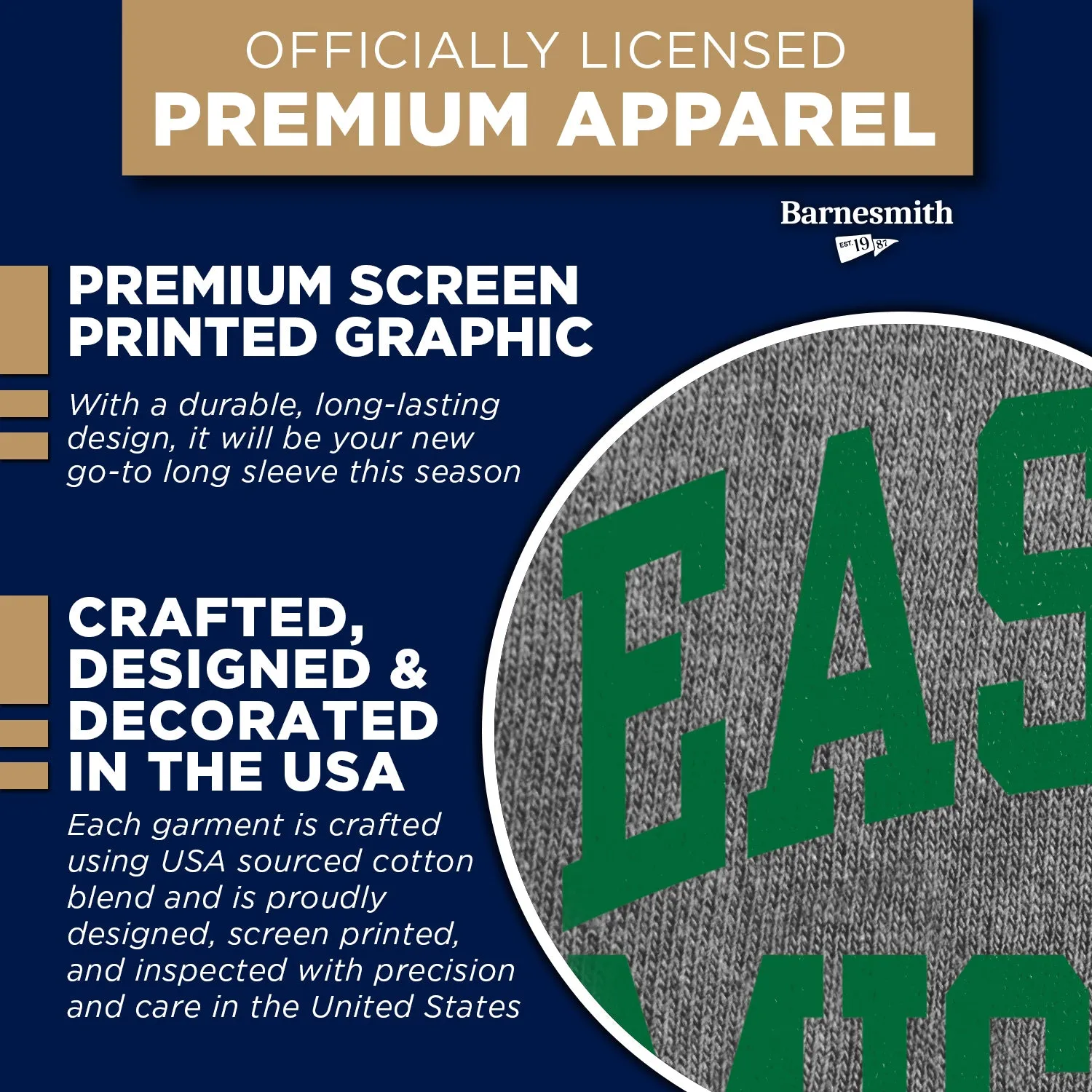 Eastern Michigan University Classic Long Sleeve T-Shirt (Charcoal Grey) sold by Barnesmith product image thumbnail 4