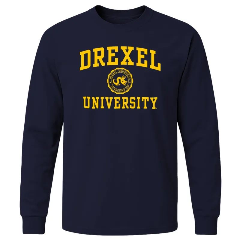 Drexel University Heritage Long Sleeve T-Shirt (Navy) sold by Barnesmith