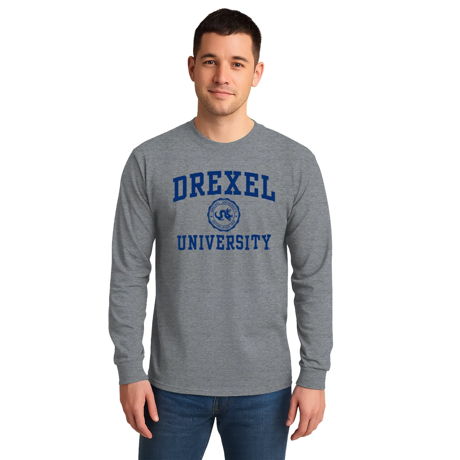 Drexel University Heritage Long Sleeve T-Shirt (Charcoal Grey) sold by Barnesmith product image thumbnail 2
