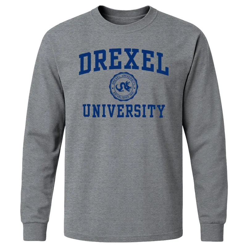 Drexel University Heritage Long Sleeve T-Shirt (Charcoal Grey) sold by Barnesmith