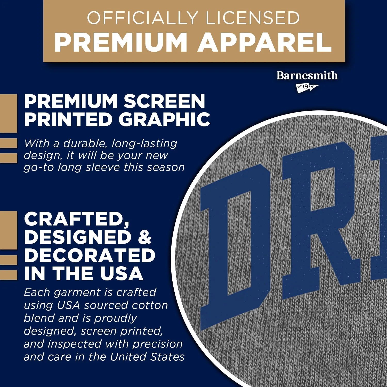 Drexel University Classic Long Sleeve T-Shirt (Charcoal Grey) sold by Barnesmith product image thumbnail 4