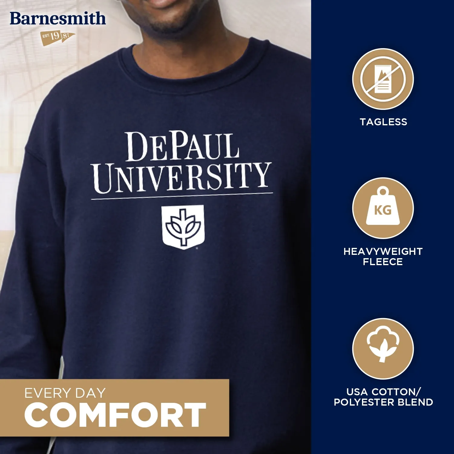 DePaul University Heritage Sweatshirt (Navy) sold by Barnesmith product image thumbnail 3