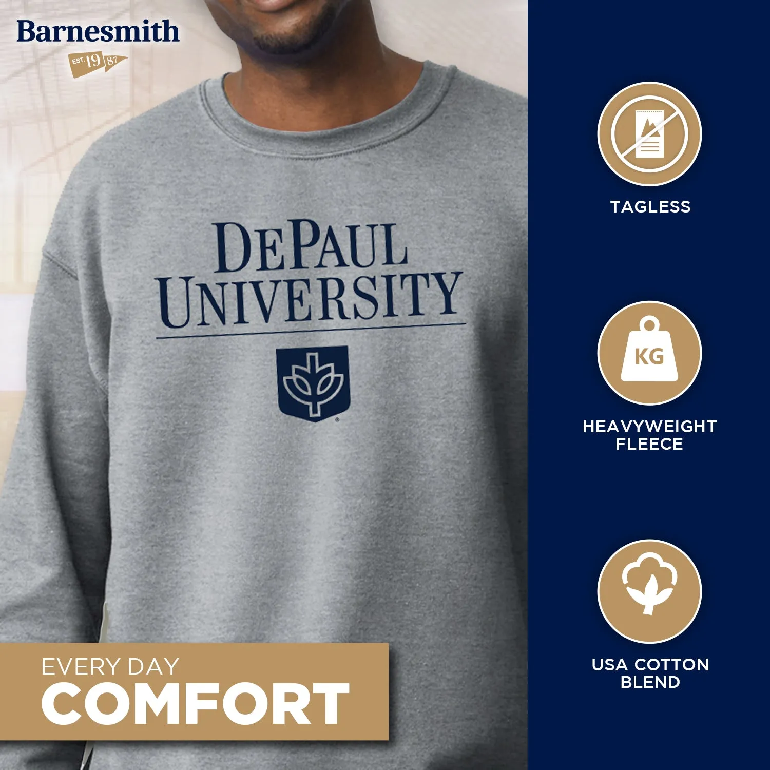 DePaul University Heritage Sweatshirt (Charcoal Grey) sold by Barnesmith product image thumbnail 3