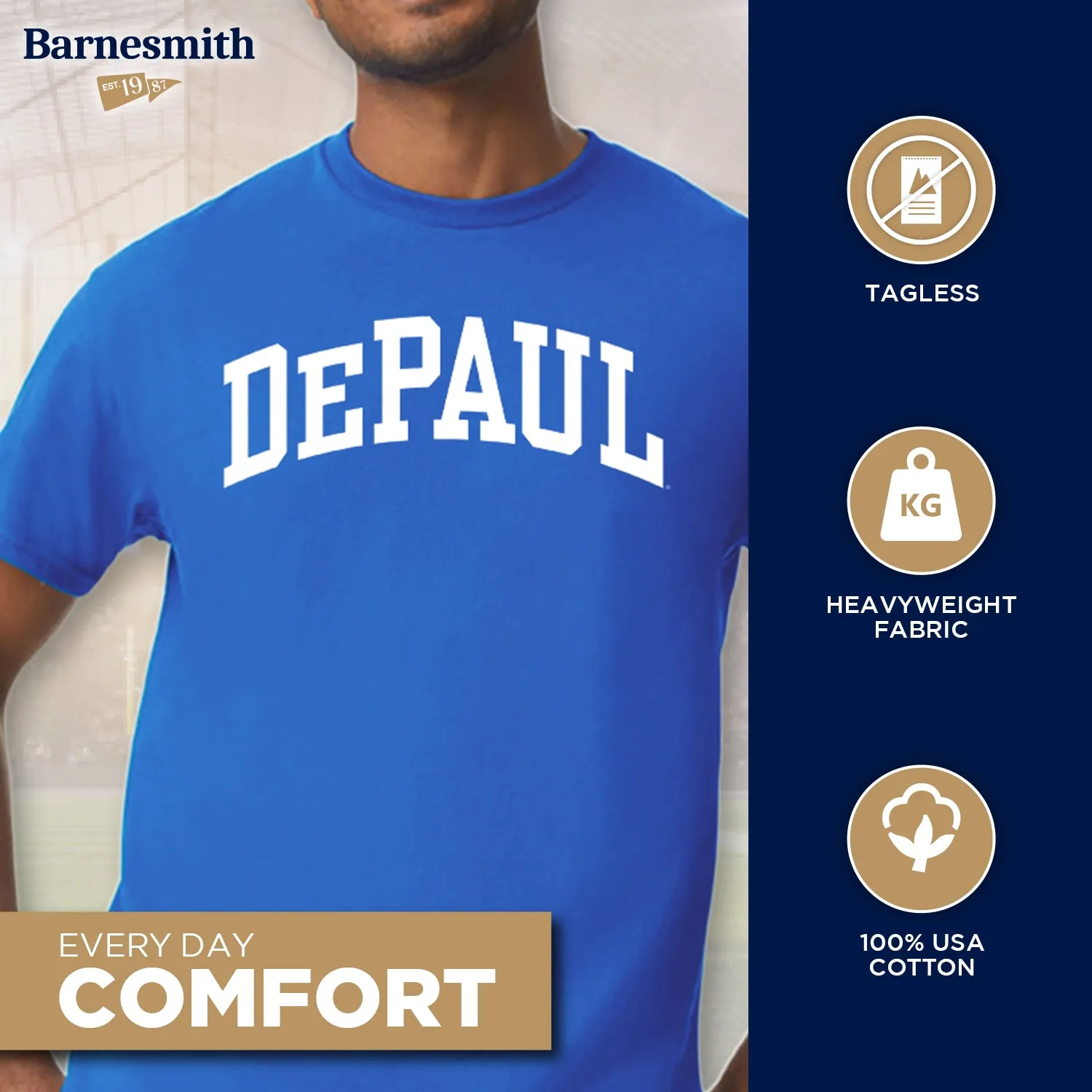 DePaul University Classic T-Shirt (Royal Blue) sold by Barnesmith product image thumbnail 3