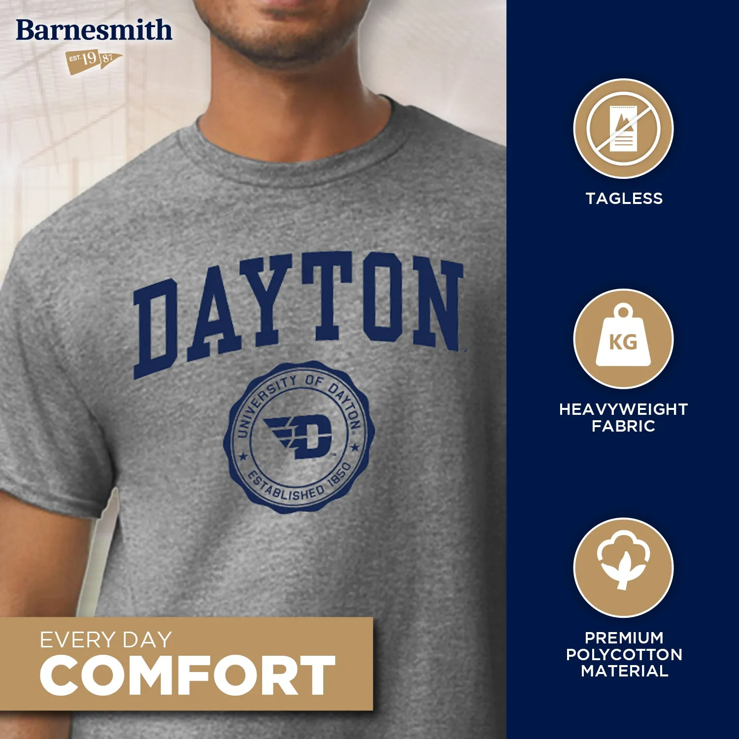University of Dayton Heritage T-Shirt (Charcoal Grey) sold by Barnesmith product image thumbnail 3