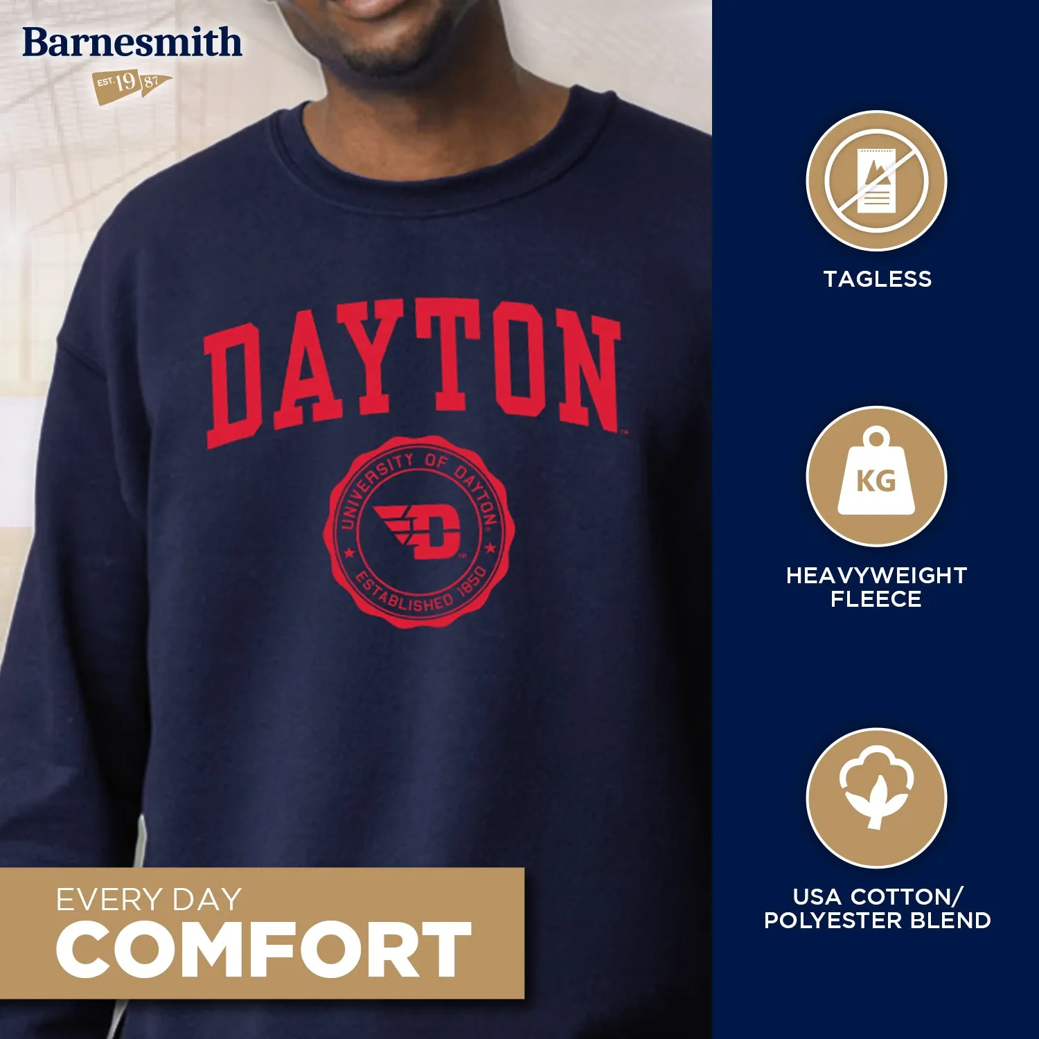 University of Dayton Heritage Sweatshirt (Navy) sold by Barnesmith product image thumbnail 3