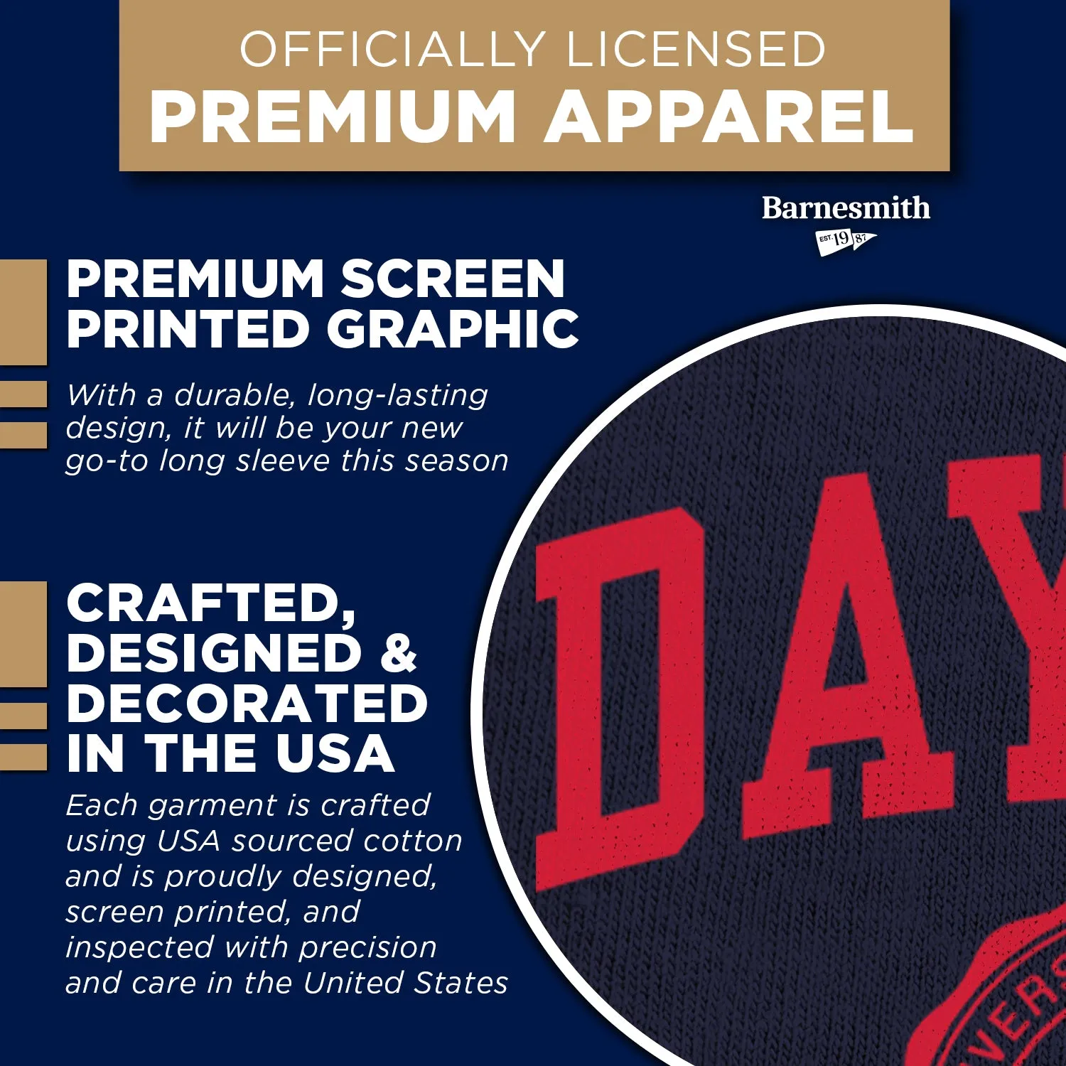 University of Dayton Heritage Long Sleeve T-Shirt (Navy) sold by Barnesmith product image thumbnail 4