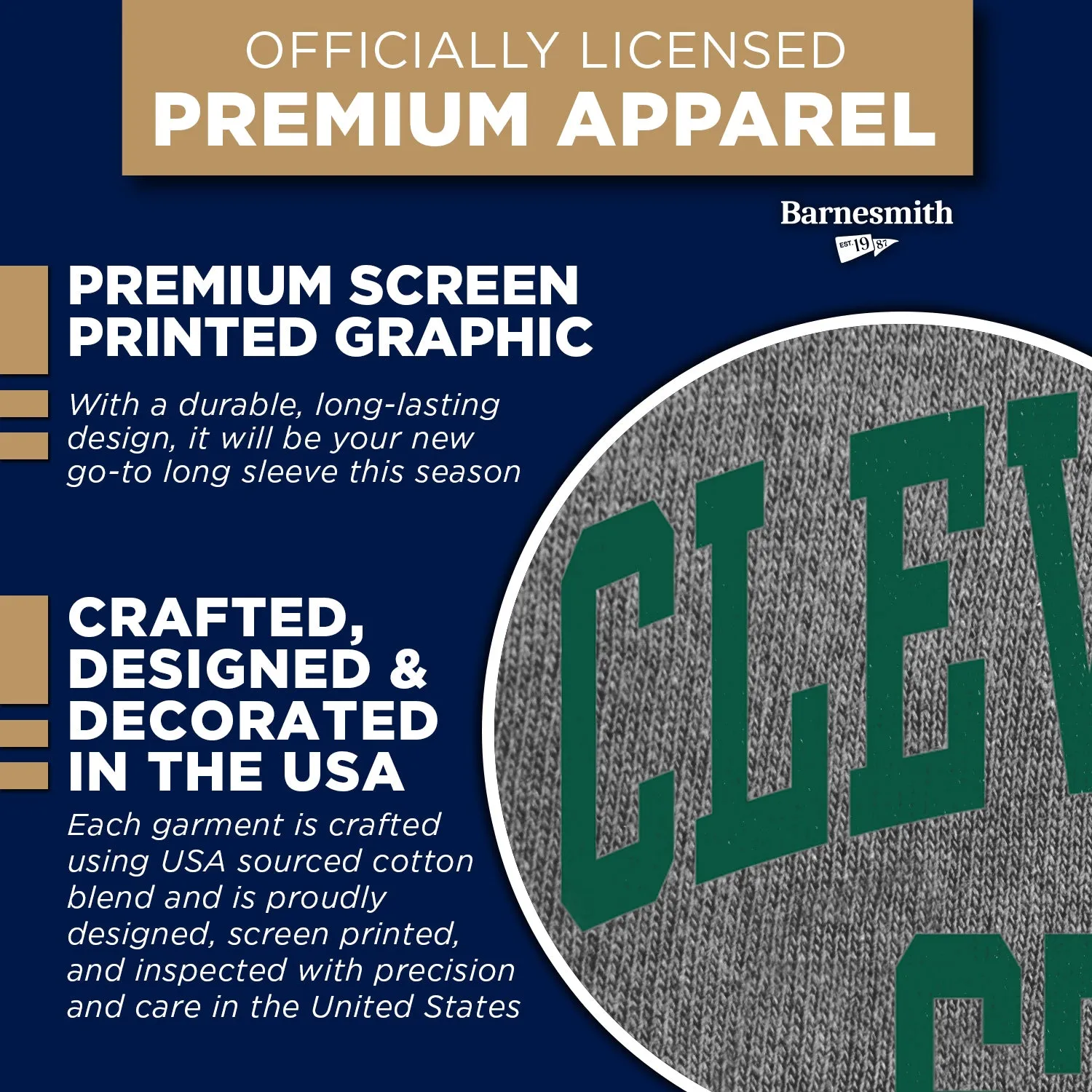 Cleveland State University Classic Long Sleeve T-Shirt (Charcoal Grey) sold by Barnesmith product image thumbnail 4