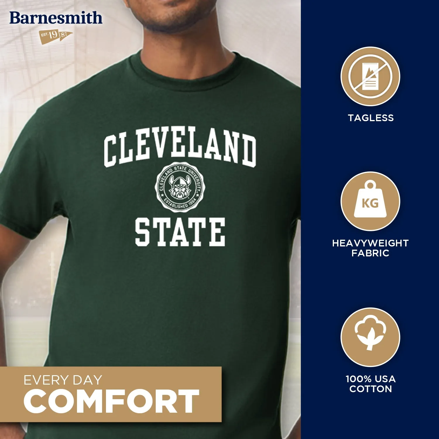 Cleveland State University Heritage T-Shirt (Hunter Green) sold by Barnesmith product image thumbnail 3