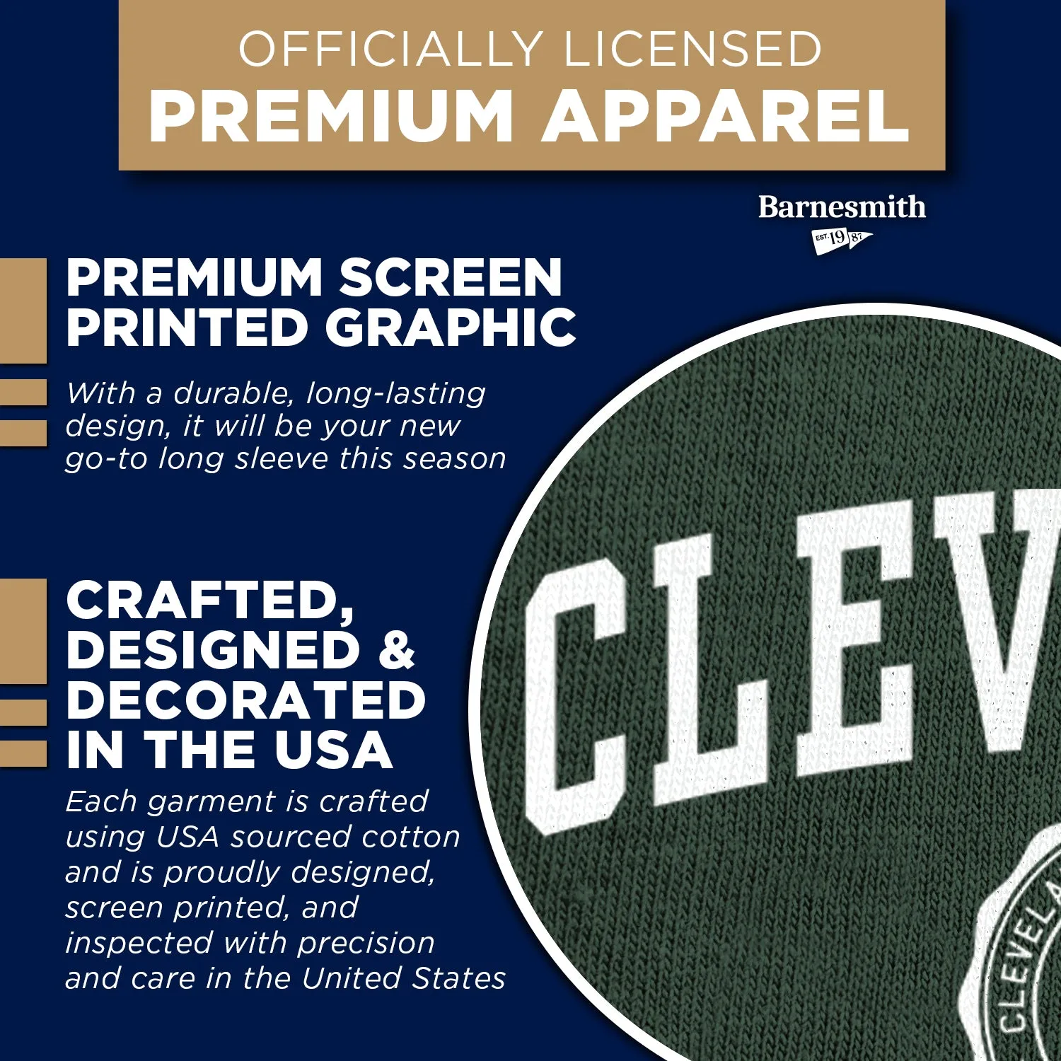Cleveland State University Heritage Long Sleeve T-Shirt (Hunter Green) sold by Barnesmith product image thumbnail 4