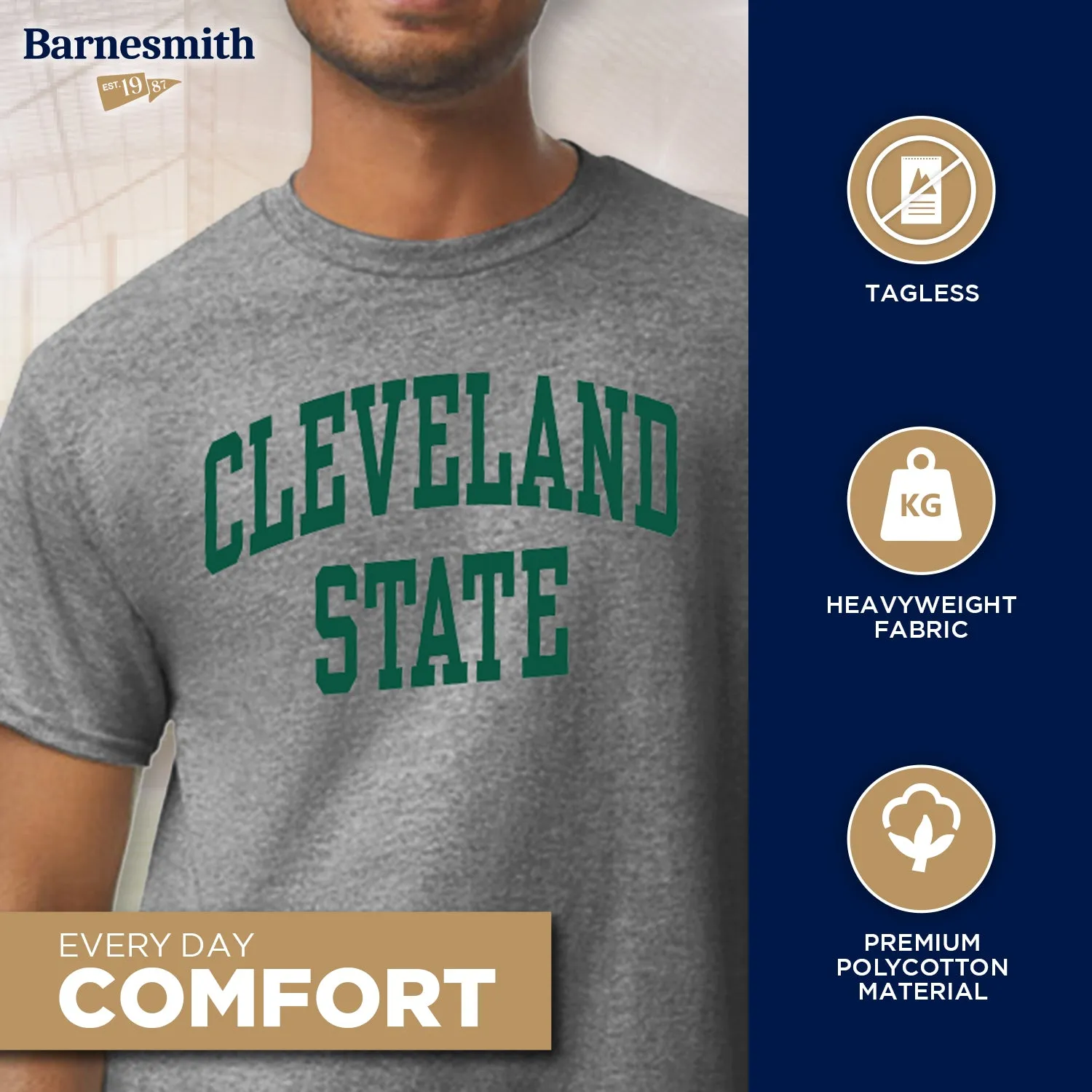 Cleveland State University Classic T-Shirt (Charcoal Grey) sold by Barnesmith product image thumbnail 3