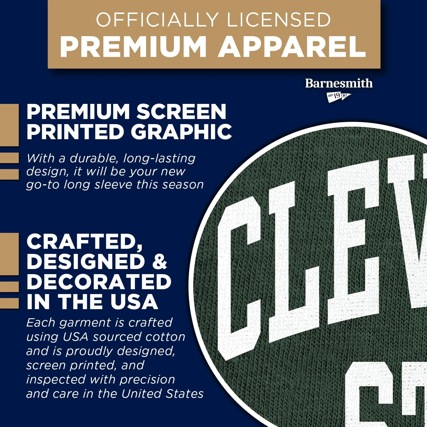 Cleveland State University Classic Long Sleeve T-Shirt (Hunter Green) sold by Barnesmith product image thumbnail 4