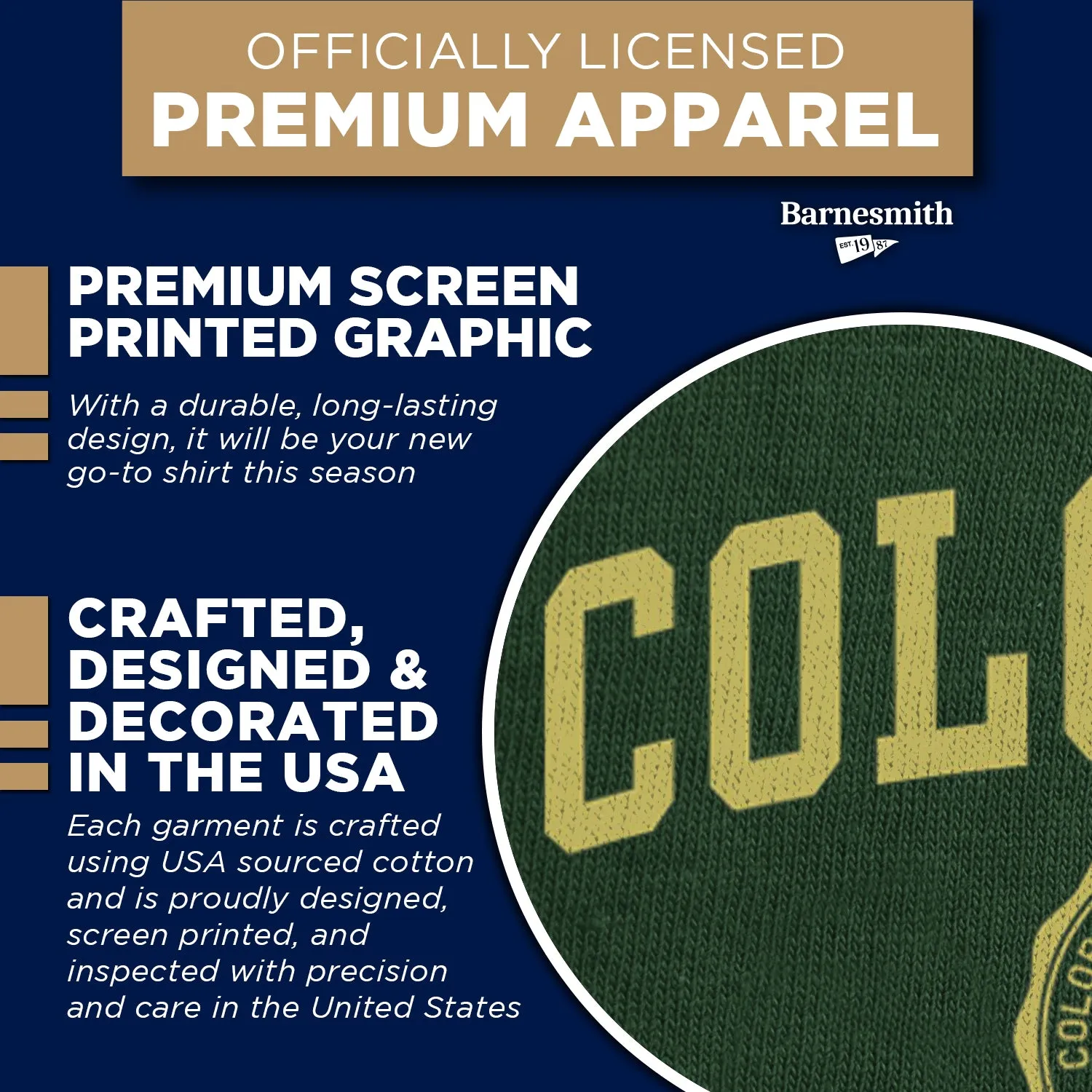 Colorado State University Heritage T-Shirt (Hunter Green) sold by Barnesmith product image thumbnail 4