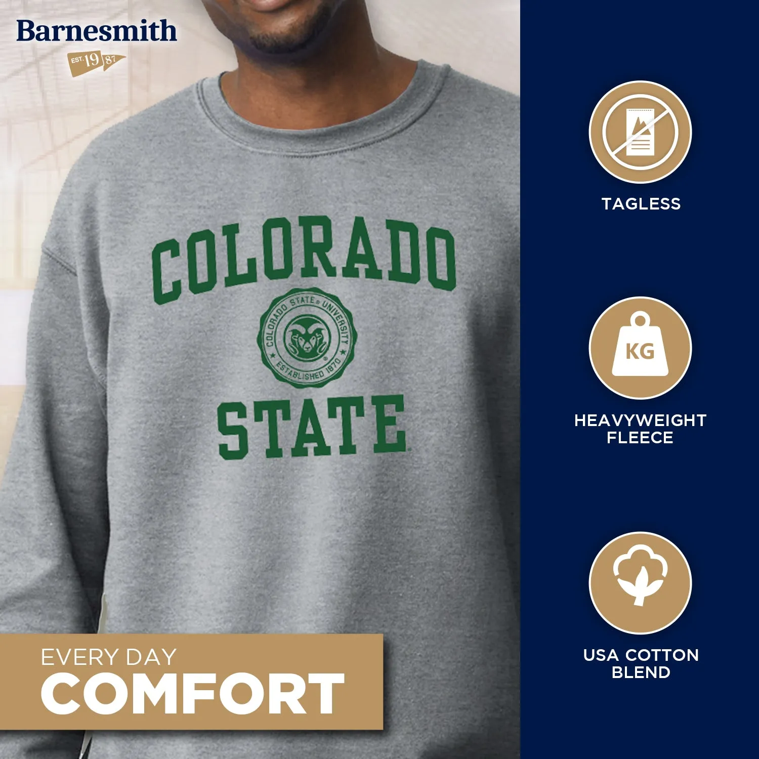 Colorado State University Heritage Sweatshirt (Charcoal Grey) sold by Barnesmith product image thumbnail 3