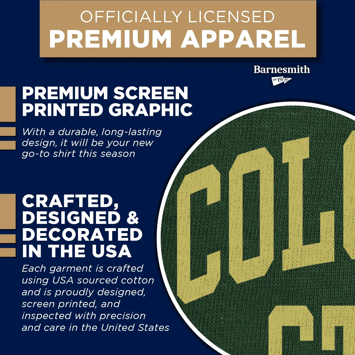 Colorado State University Classic T-Shirt (Hunter Green) sold by Barnesmith product image thumbnail 4