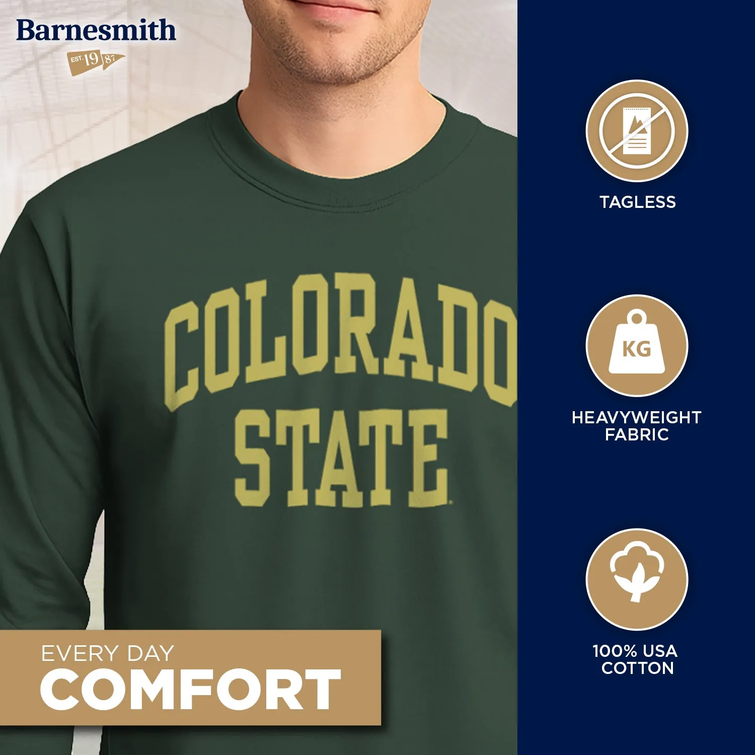 Colorado State University Classic Long Sleeve T-Shirt (Hunter Green) sold by Barnesmith product image thumbnail 3