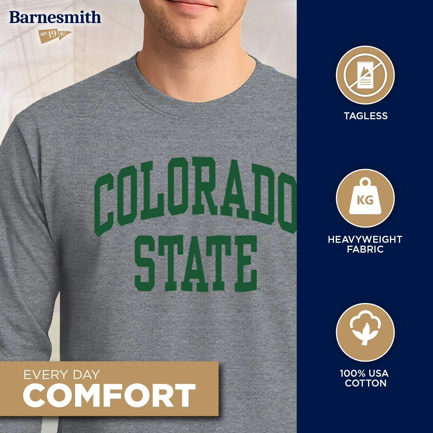 Colorado State University Classic Long Sleeve T-Shirt (Charcoal Grey) sold by Barnesmith product image thumbnail 3