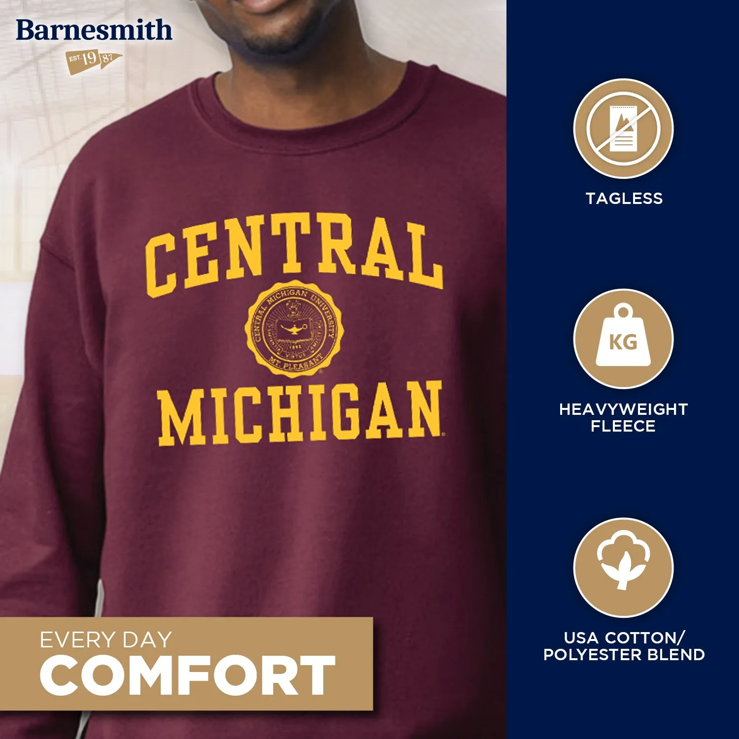 Central Michigan University Heritage Sweatshirt (Maroon) sold by Barnesmith product image thumbnail 3