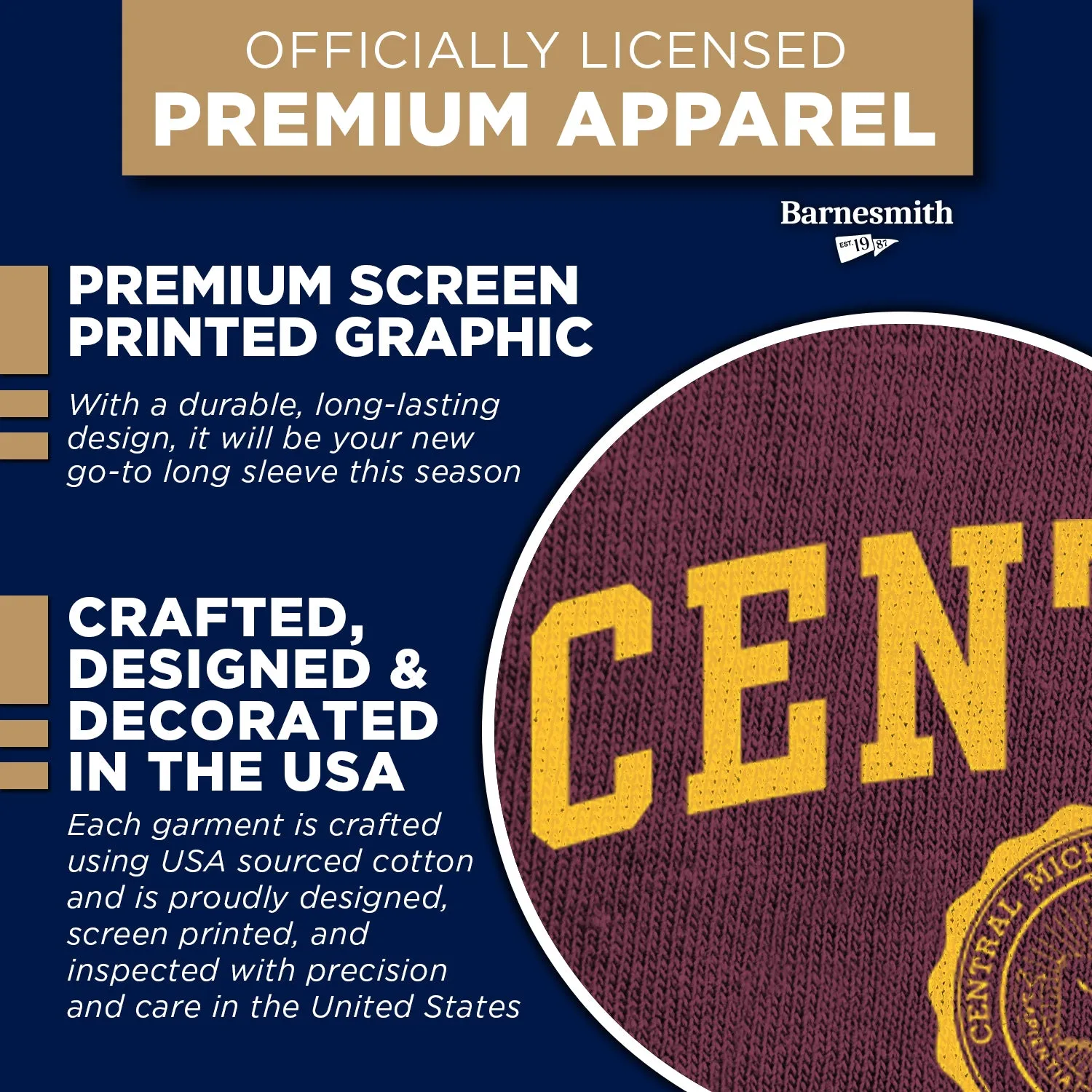 Central Michigan University Heritage Long Sleeve T-Shirt (Maroon) sold by Barnesmith product image thumbnail 4