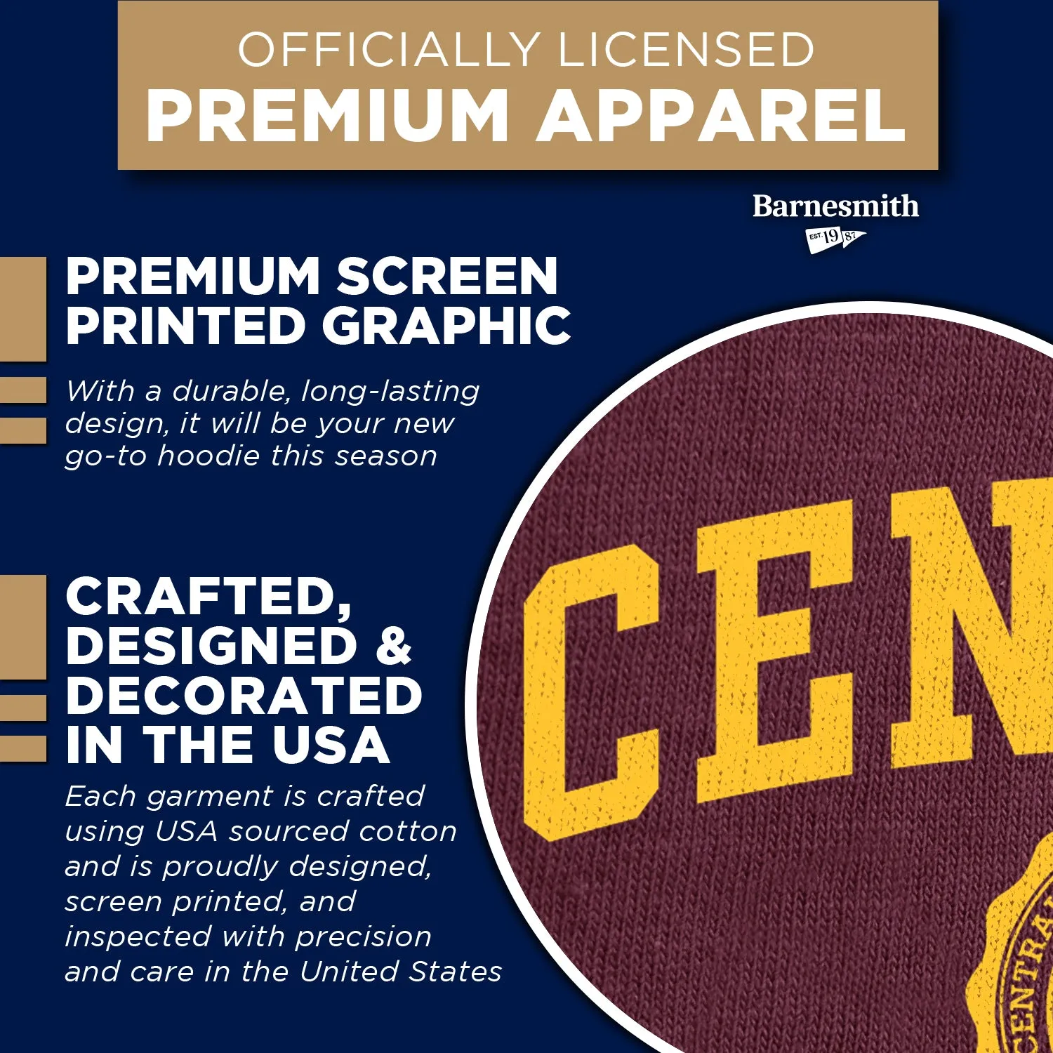 Central Michigan University Heritage Hooded Sweatshirt (Maroon) sold by Barnesmith product image thumbnail 4