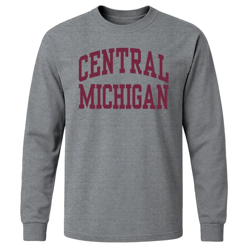 Central Michigan University Classic Long Sleeve T-Shirt (Charcoal Grey) sold by Barnesmith