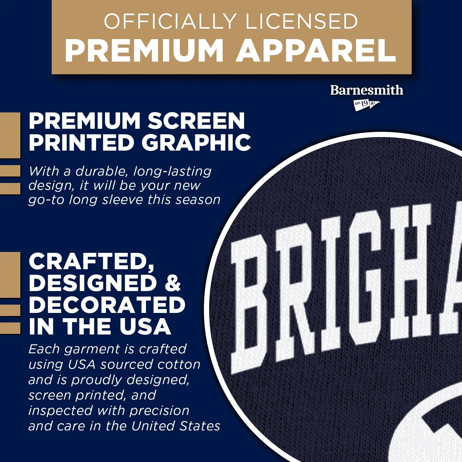 Brigham Young University Heritage Long Sleeve T-Shirt (Navy) sold by Barnesmith product image thumbnail 4