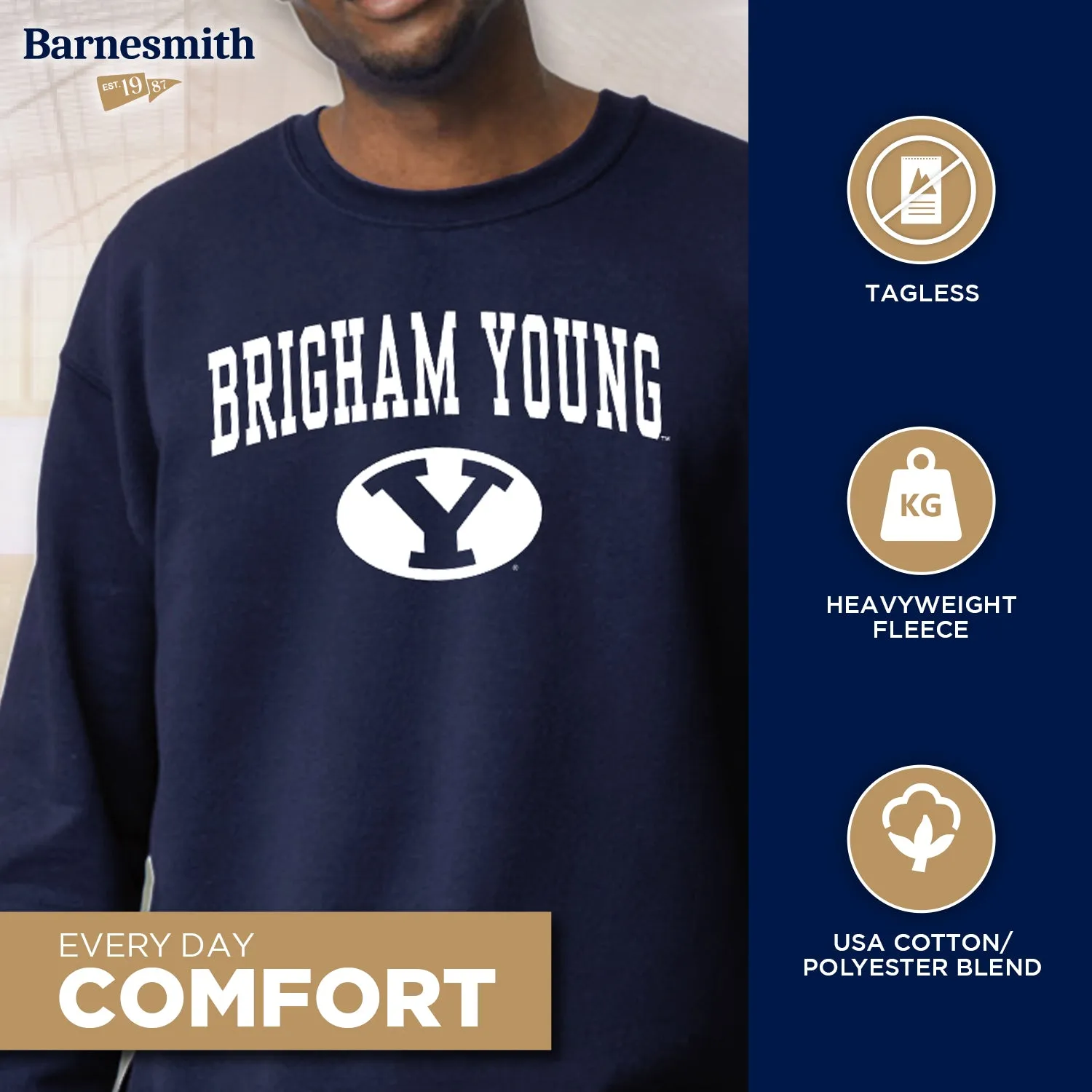 Brigham Young University Heritage Sweatshirt (Navy) sold by Barnesmith product image thumbnail 3