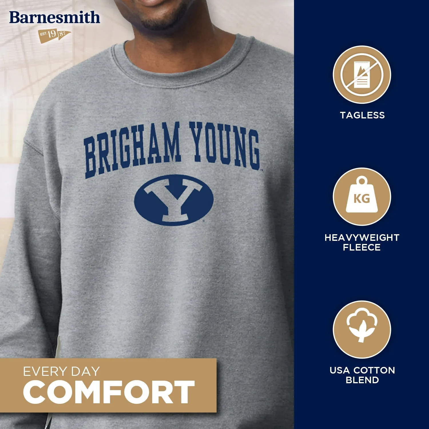 Brigham Young University Heritage Sweatshirt (Charcoal Grey) sold by Barnesmith product image thumbnail 3