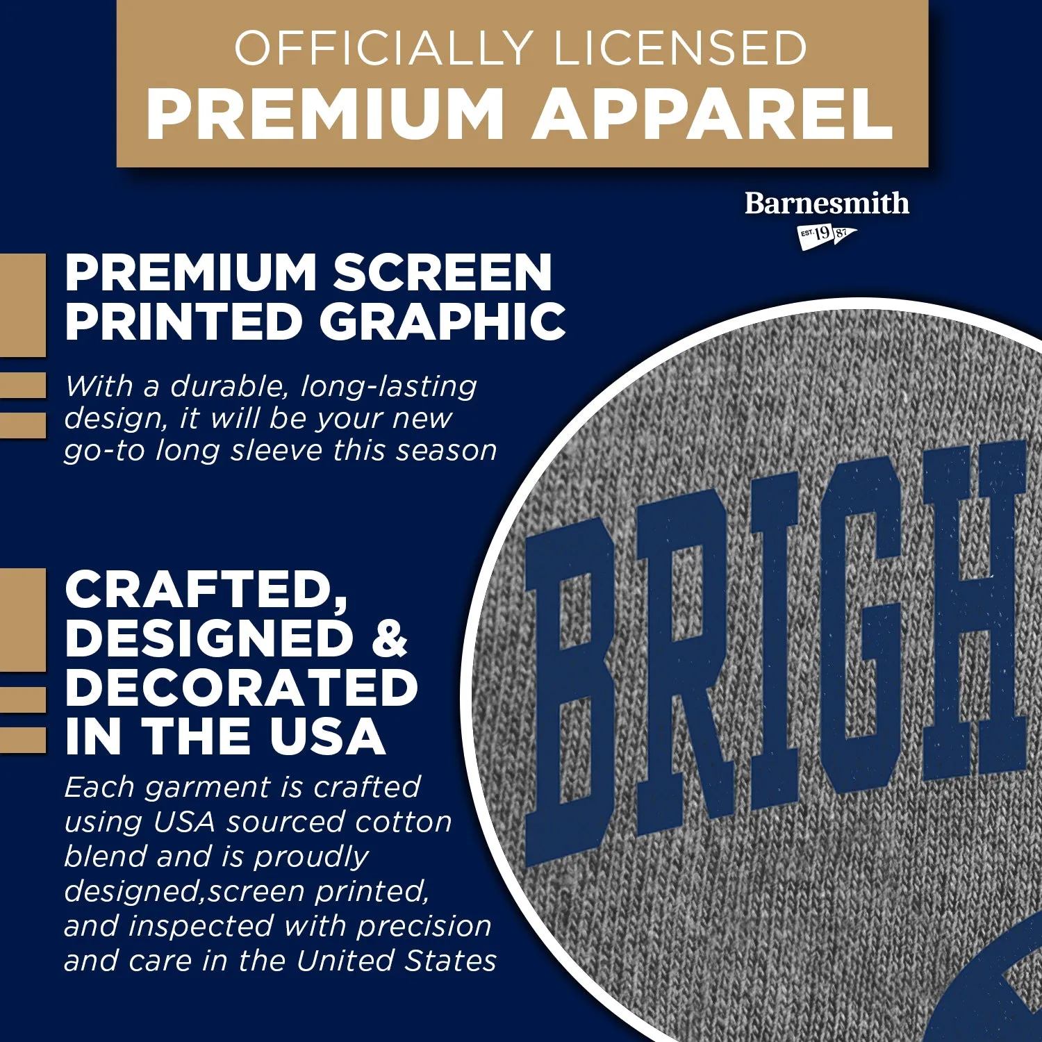 Brigham Young University Heritage Long Sleeve T-Shirt (Charcoal Grey) sold by Barnesmith product image thumbnail 4