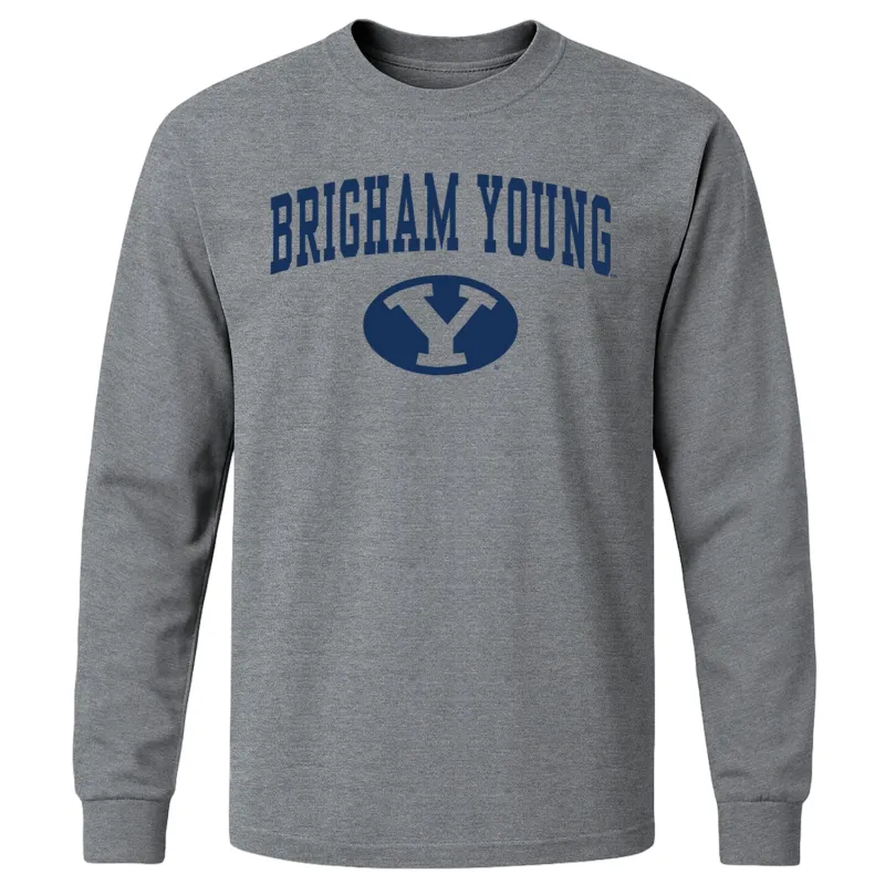 Brigham Young University Heritage Long Sleeve T-Shirt (Charcoal Grey) sold by Barnesmith