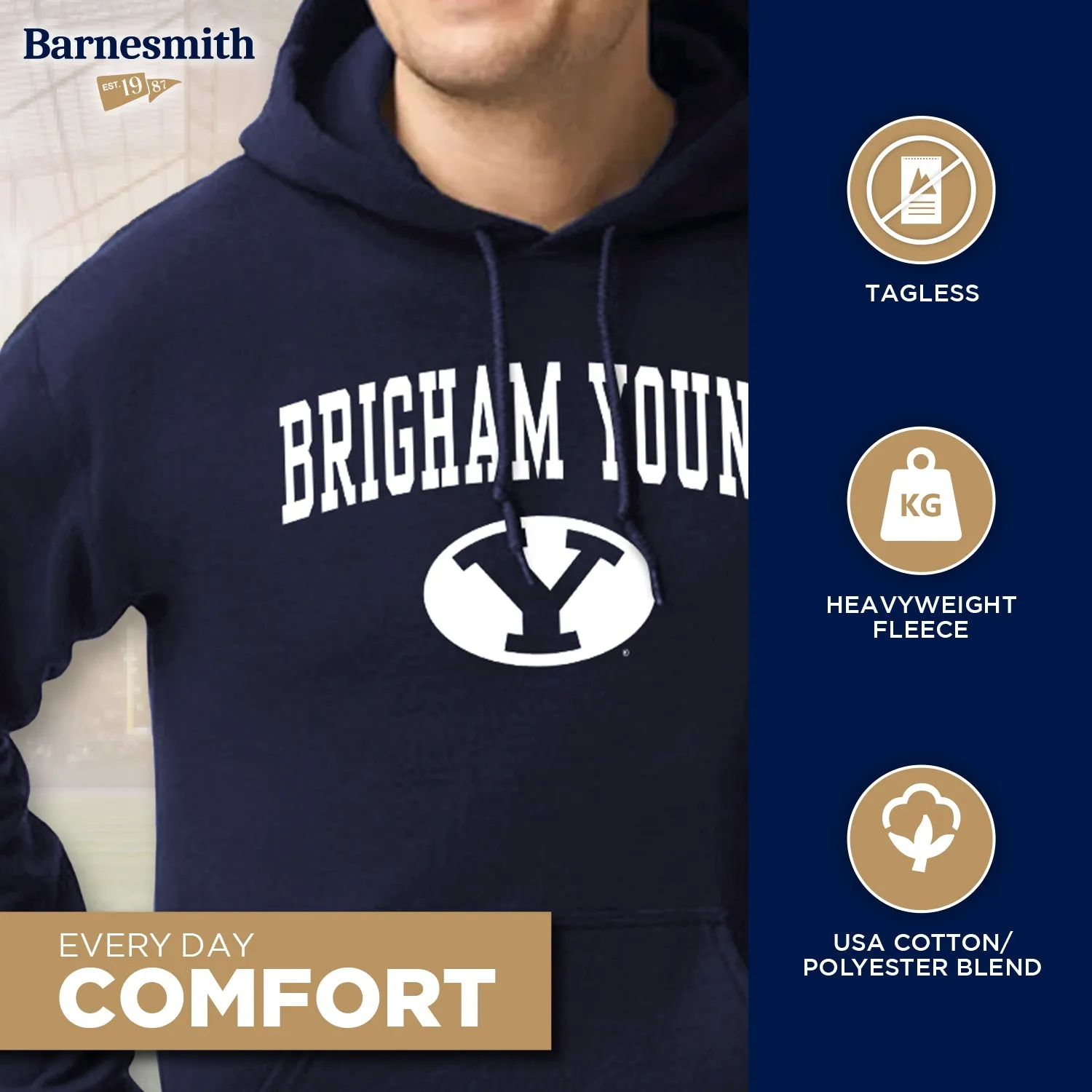 Brigham Young University Heritage Hooded Sweatshirt (Navy) sold by Barnesmith product image thumbnail 3