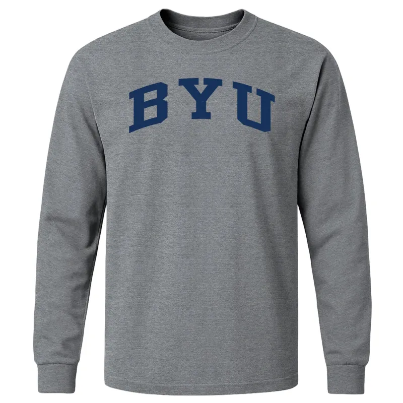 Brigham Young University Classic Long Sleeve T-Shirt (Charcoal Grey) sold by Barnesmith