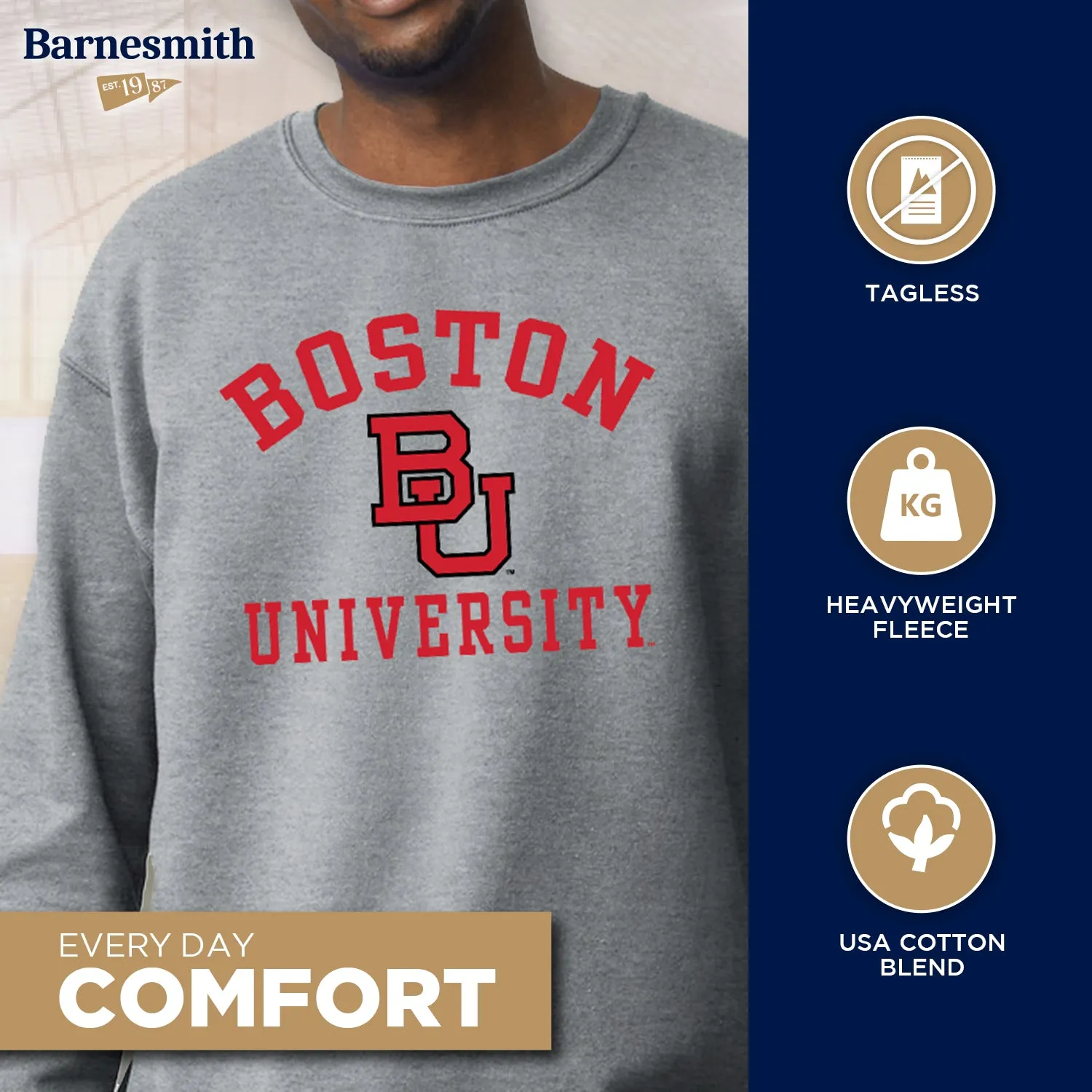 Boston University Heritage Sweatshirt (Charcoal Grey) sold by Barnesmith product image thumbnail 3
