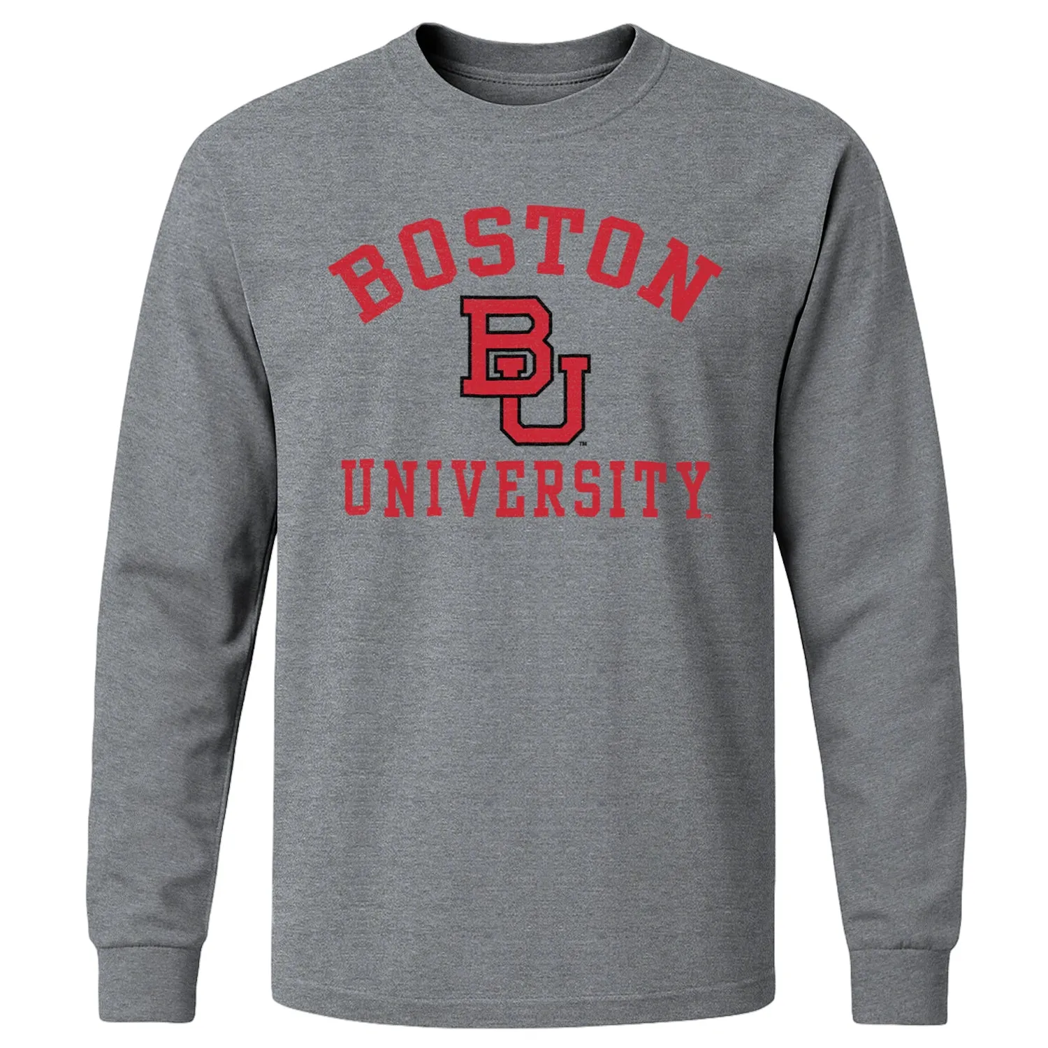 Boston University Heritage Long Sleeve T-Shirt (Charcoal Grey) sold by Barnesmith