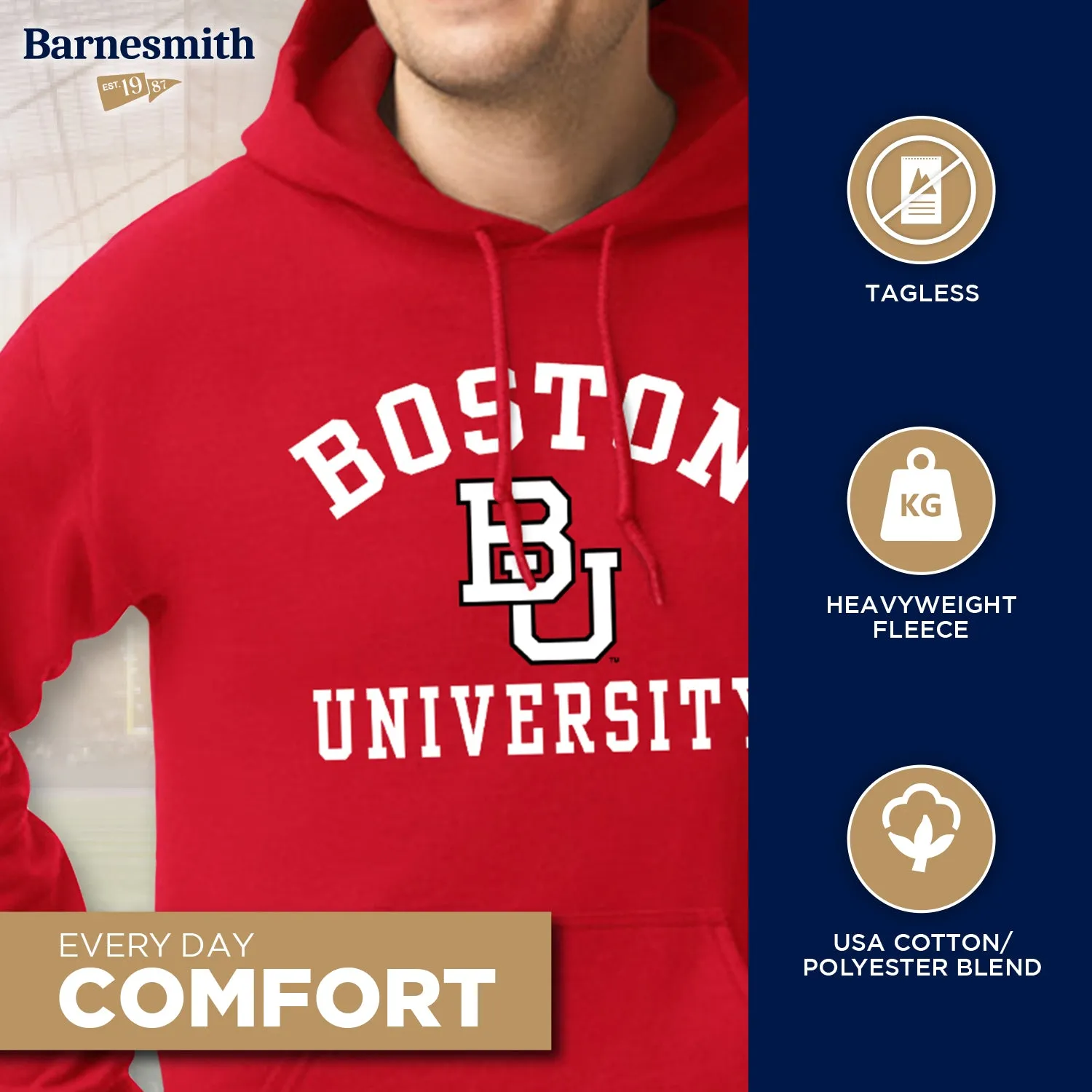 Boston University Heritage Hooded Sweatshirt (Red) sold by Barnesmith product image thumbnail 3