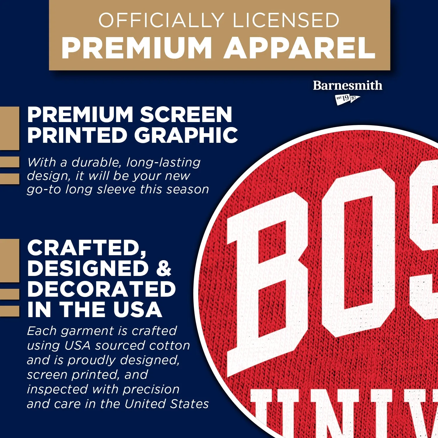 Boston University Classic Long Sleeve T-Shirt (Red) sold by Barnesmith product image thumbnail 4