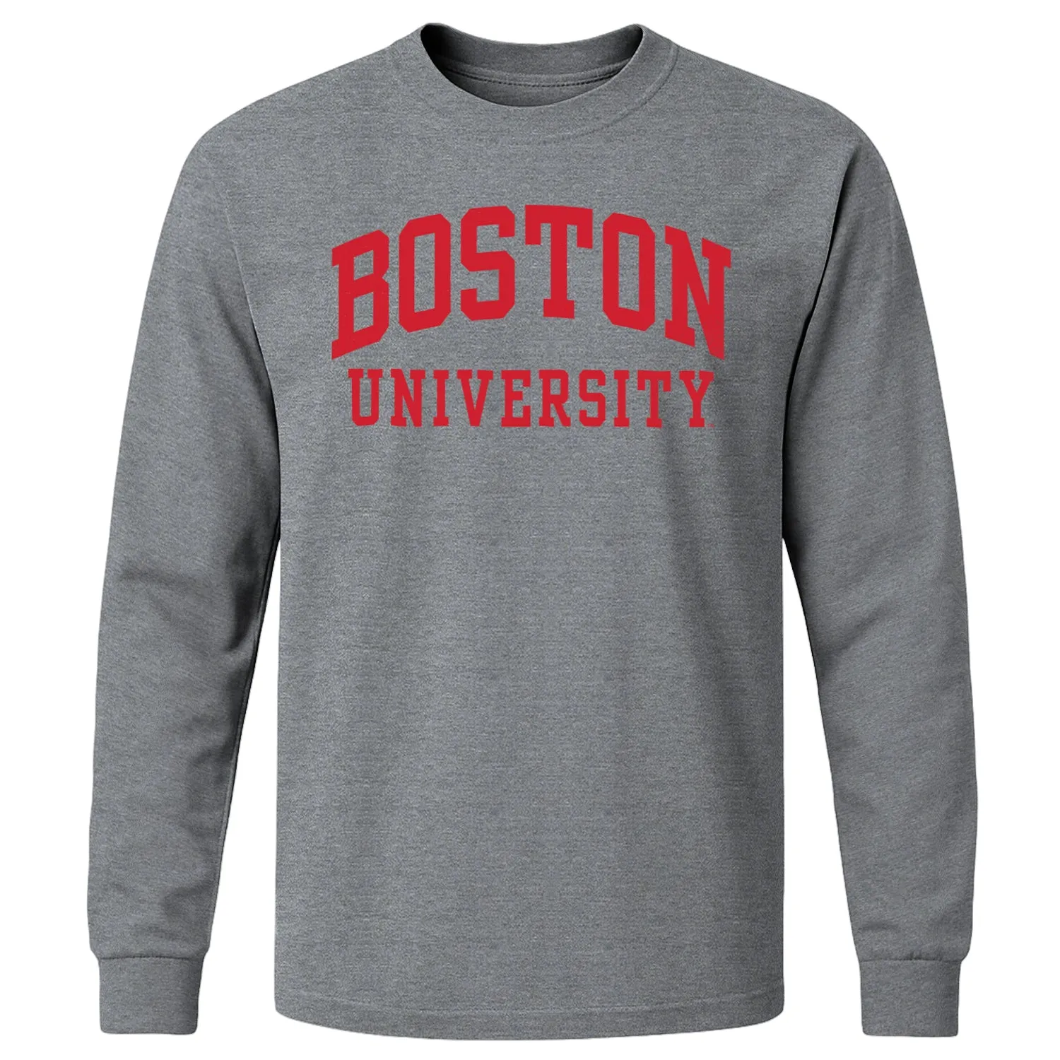 Boston University Classic Long Sleeve T-Shirt (Charcoal Grey) sold by Barnesmith