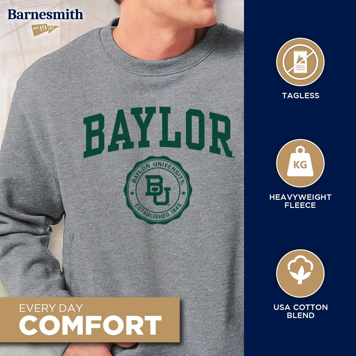 Baylor University Heritage Sweatshirt (Charcoal Grey) sold by Barnesmith product image thumbnail 3