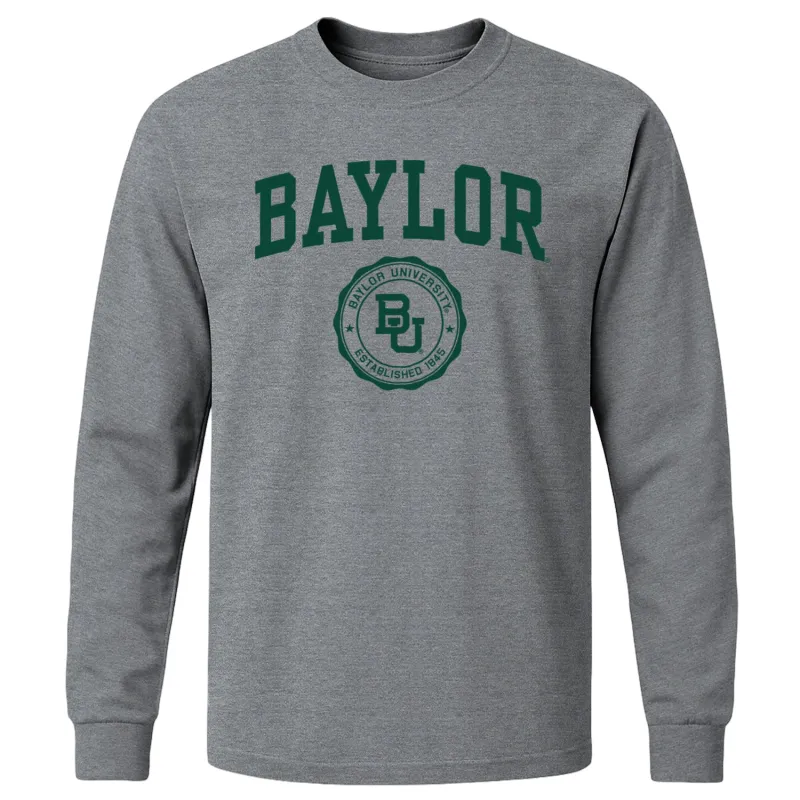 Baylor University Heritage Long Sleeve T-Shirt (Charcoal Grey) sold by Barnesmith