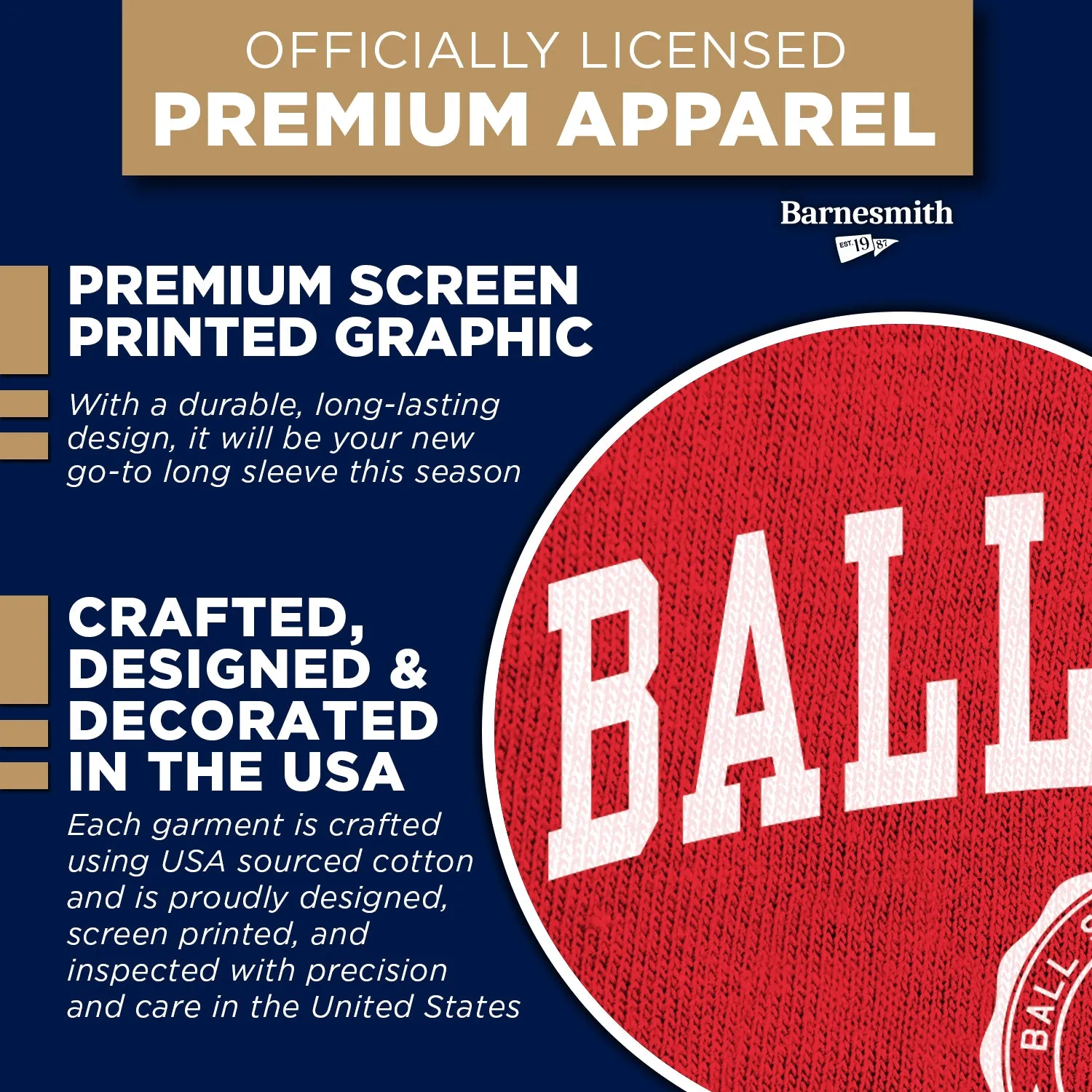 Ball State University Heritage Long Sleeve T-Shirt (Red) sold by Barnesmith product image thumbnail 4