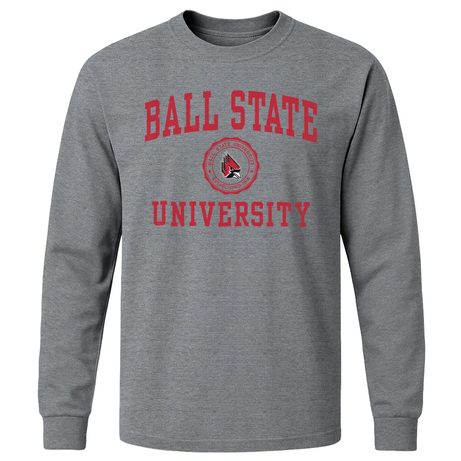 Ball State University Heritage Long Sleeve T-Shirt (Charcoal Grey) sold by Barnesmith