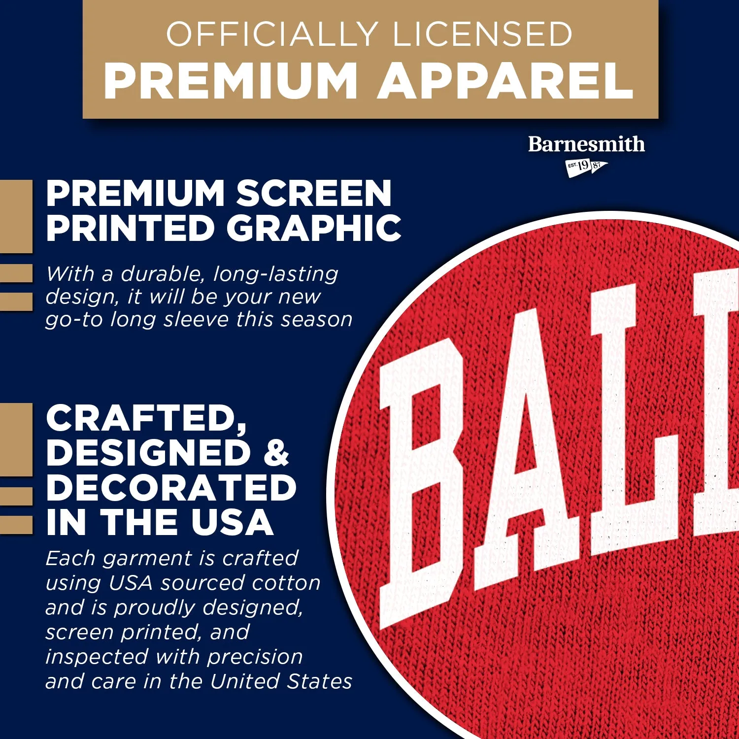 Ball State University Classic Long Sleeve T-Shirt (Red) sold by Barnesmith product image thumbnail 4