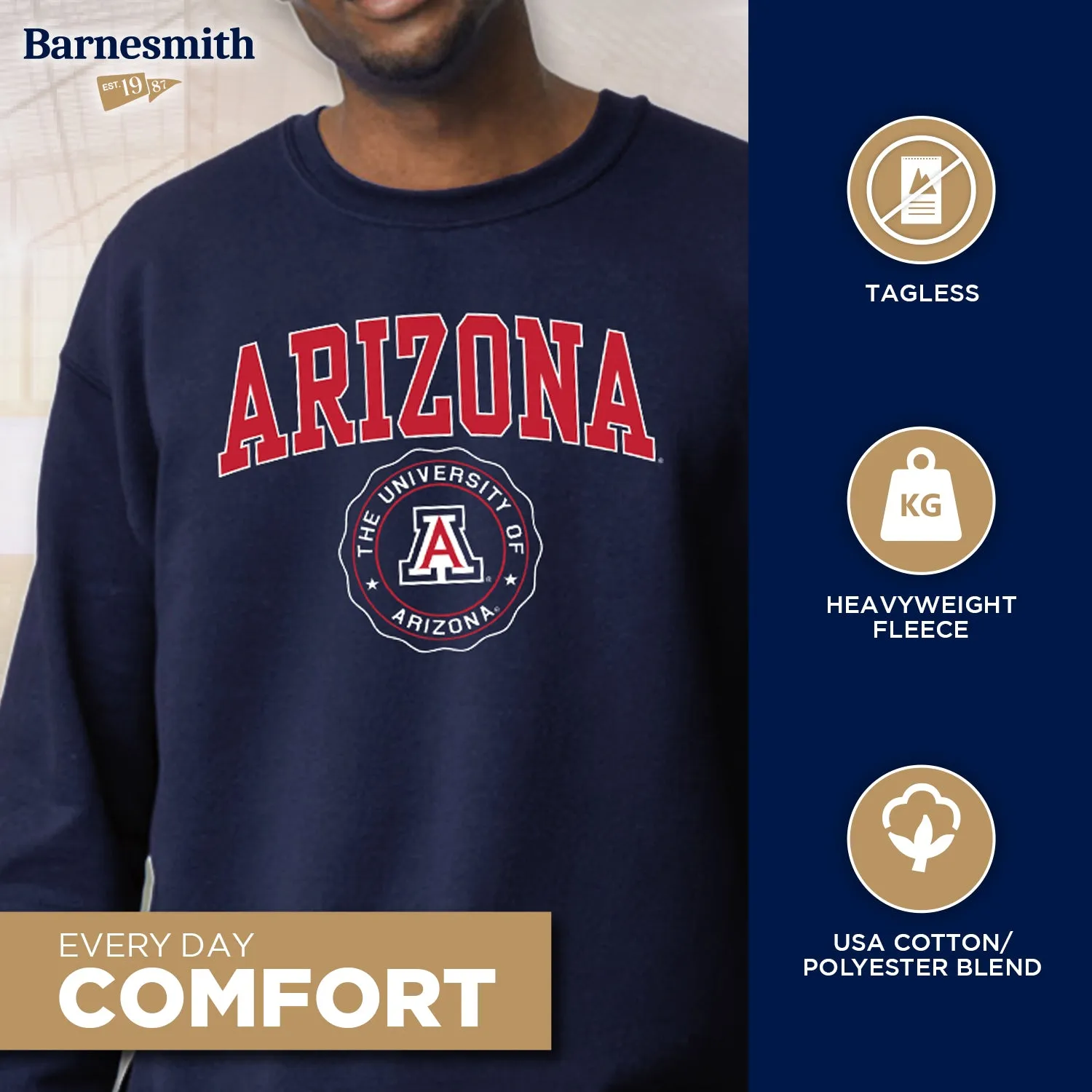 University of Arizona Heritage Sweatshirt (Navy) sold by Barnesmith product image thumbnail 3