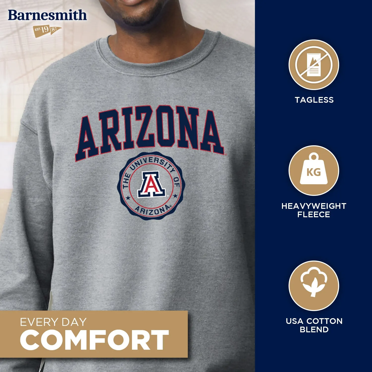 University of Arizona Heritage Sweatshirt (Charcoal Grey) sold by Barnesmith product image thumbnail 3