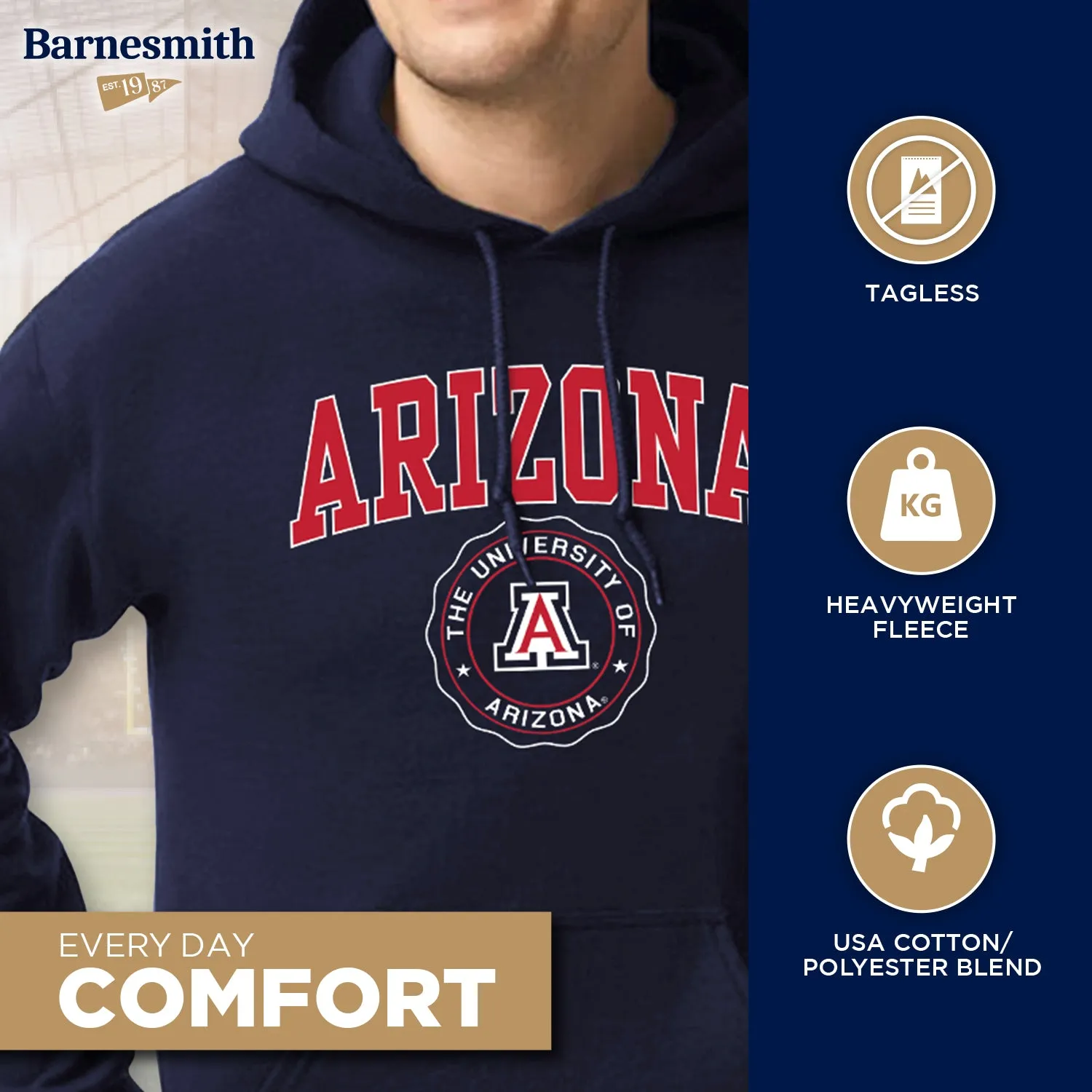 University of Arizona Heritage Hooded Sweatshirt (Navy) sold by Barnesmith product image thumbnail 3