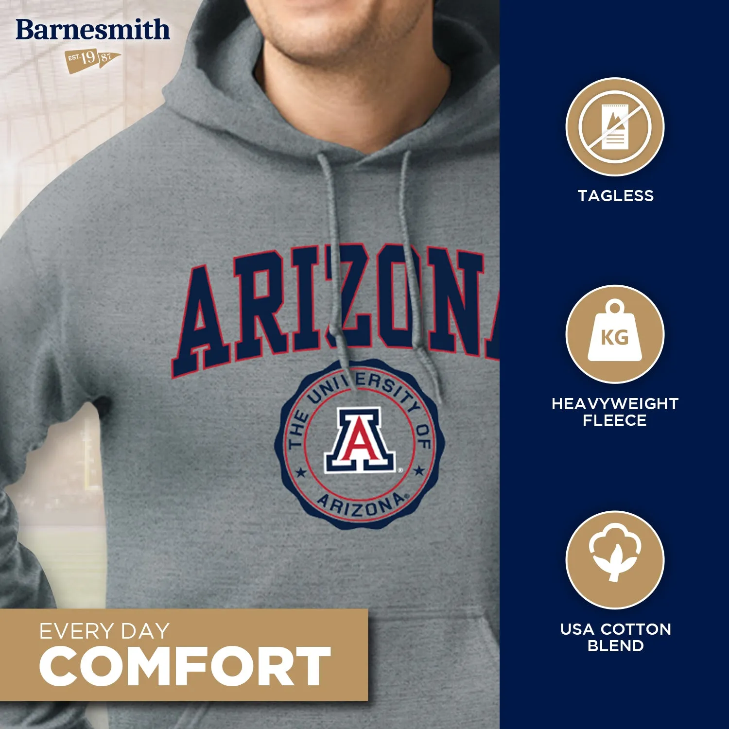 University of Arizona Heritage Hooded Sweatshirt (Charcoal Grey) sold by Barnesmith product image thumbnail 3