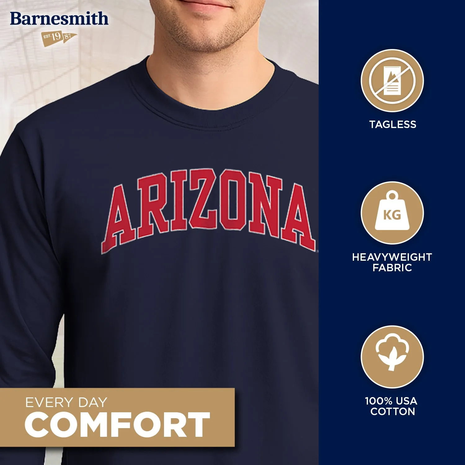 University of Arizona Classic Long Sleeve T-Shirt (Navy) sold by Barnesmith product image thumbnail 3
