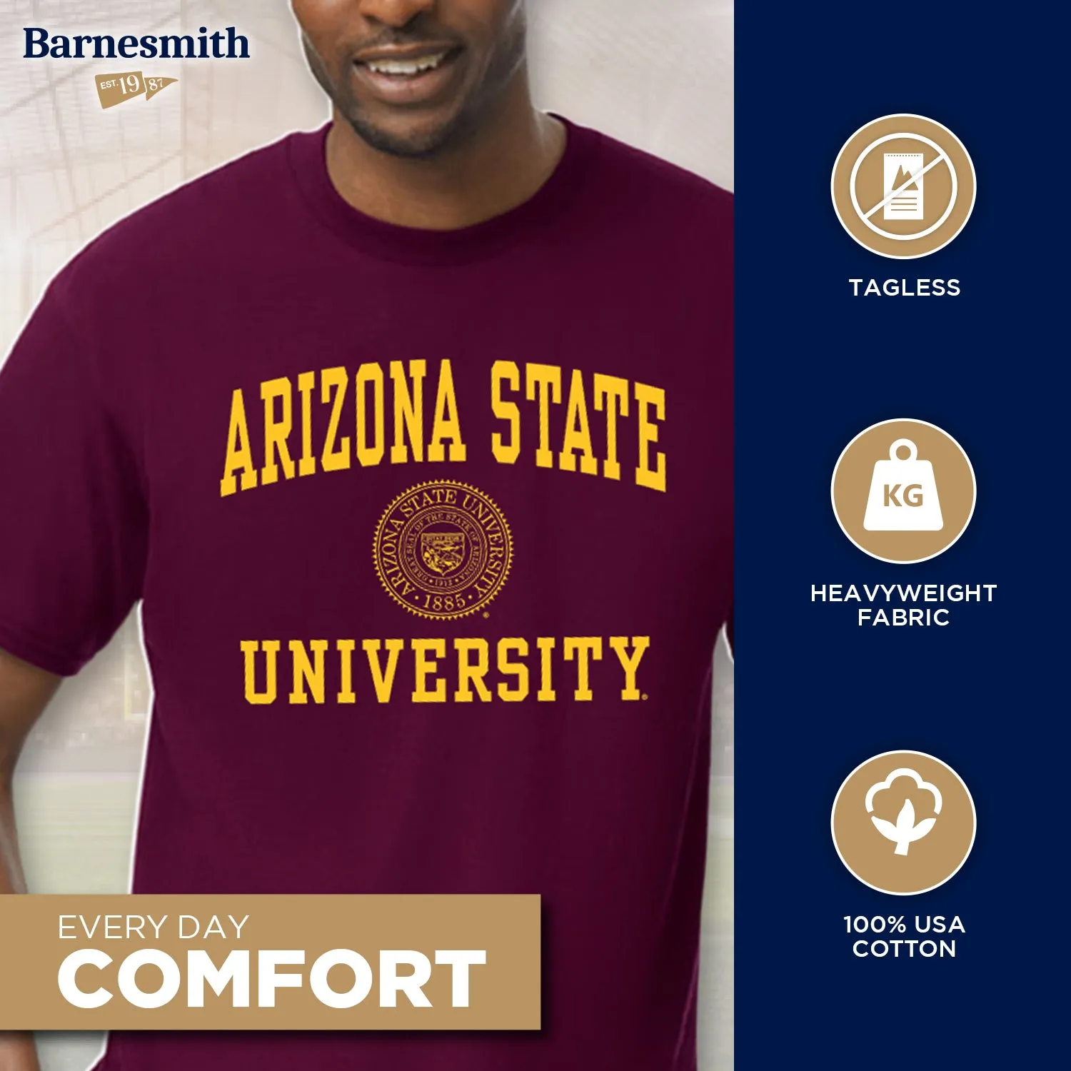 Arizona State University Heritage T-Shirt (Maroon) sold by Barnesmith product image thumbnail 3